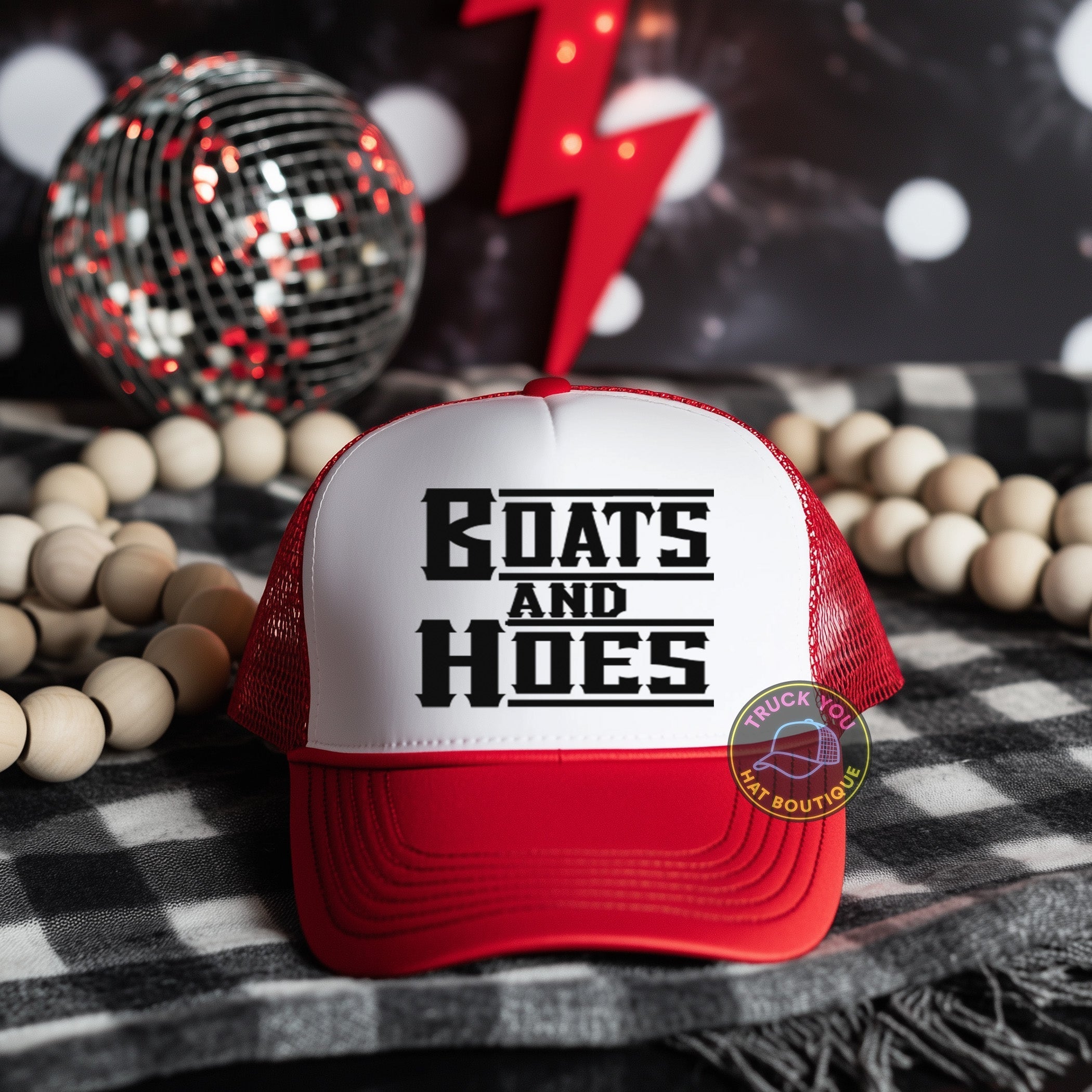 Boats and Hoes Black Adult Otto Foam Trucker Hat