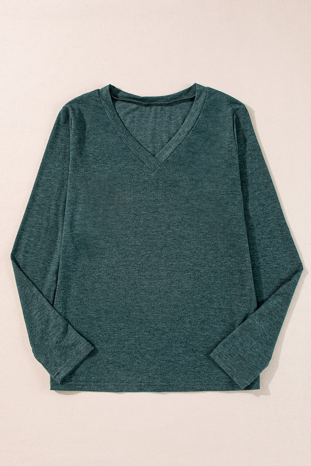 Mist Green Long Sleeve V Neck Top