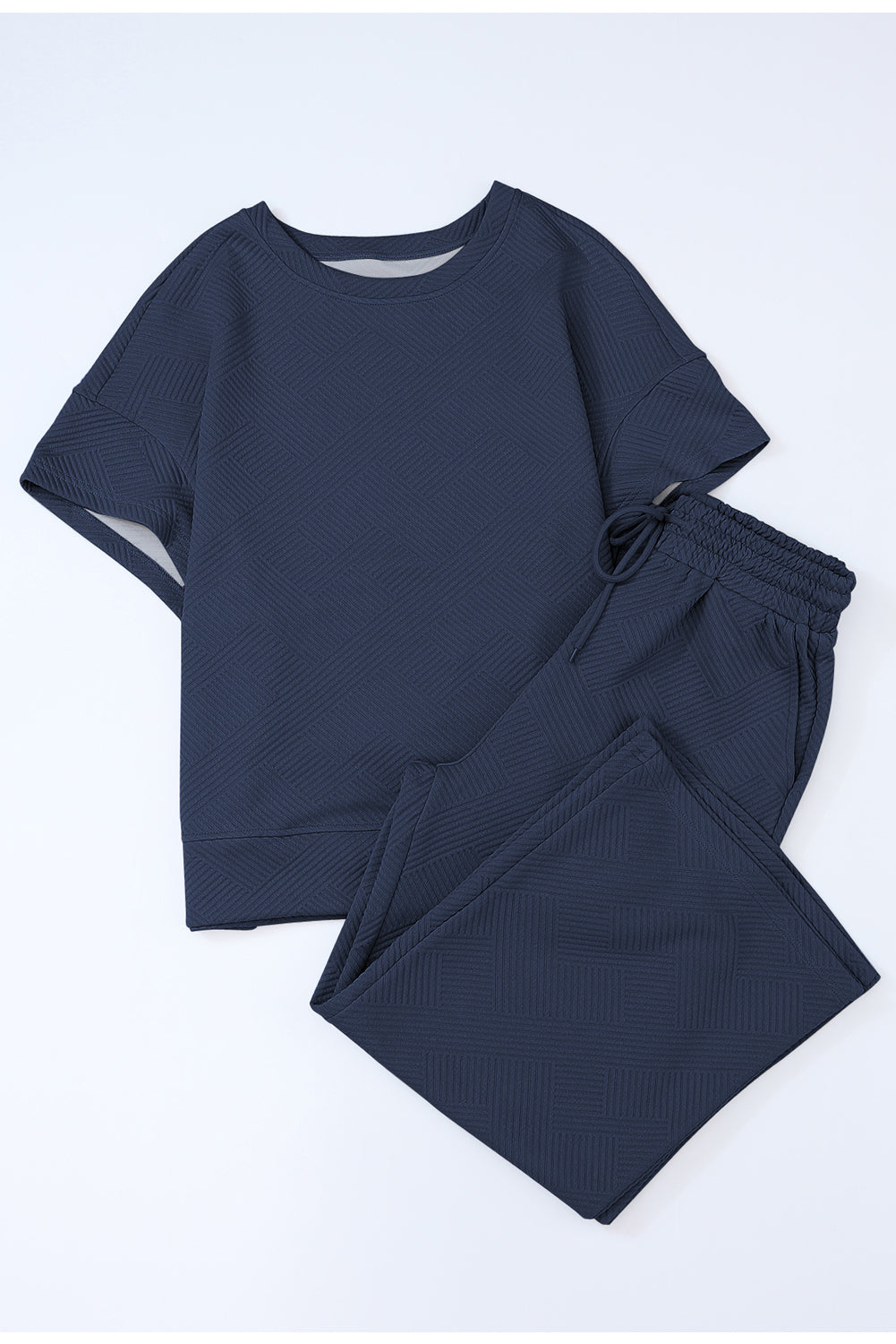 Textured Loose Fit Tee and Pants Set