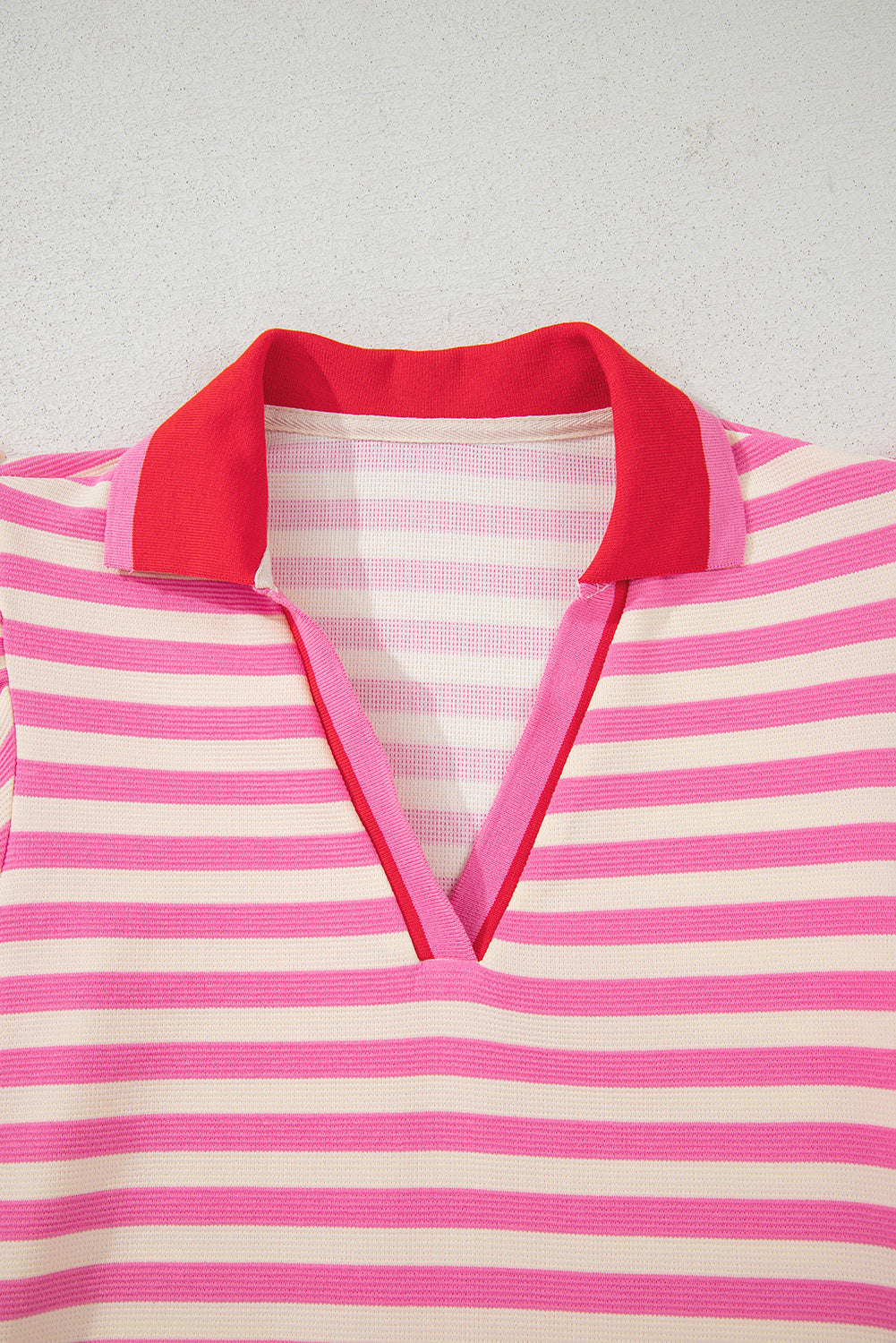 PRE-ORDER: Striped Ruffle Short Sleeve Pop of Color Neckline Dress