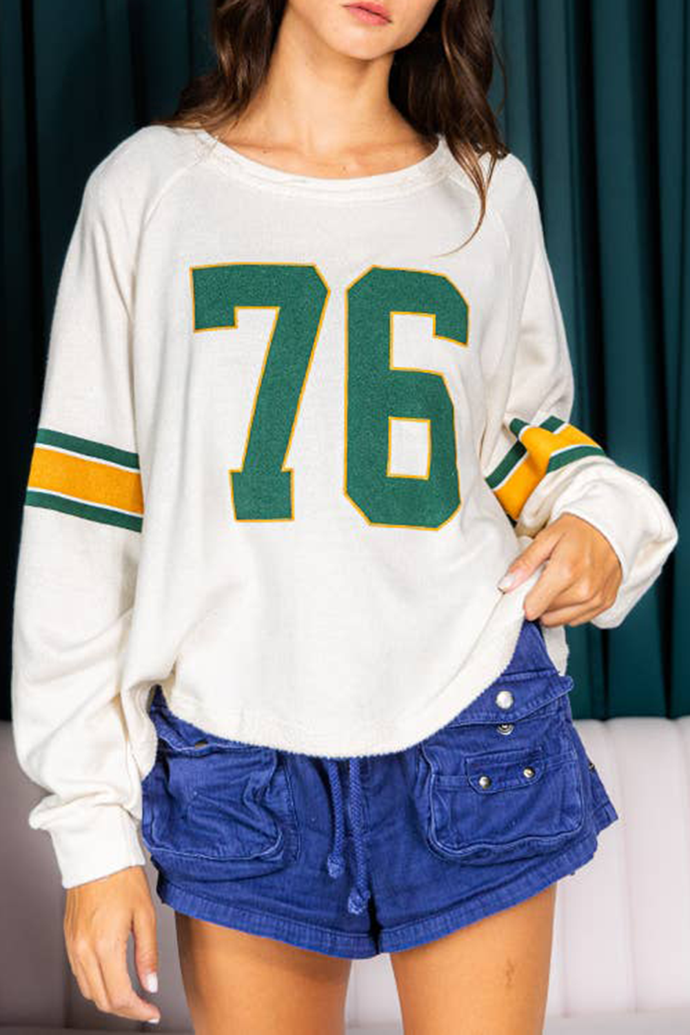 Number 76 Printed Retro Long Sleeve Top
