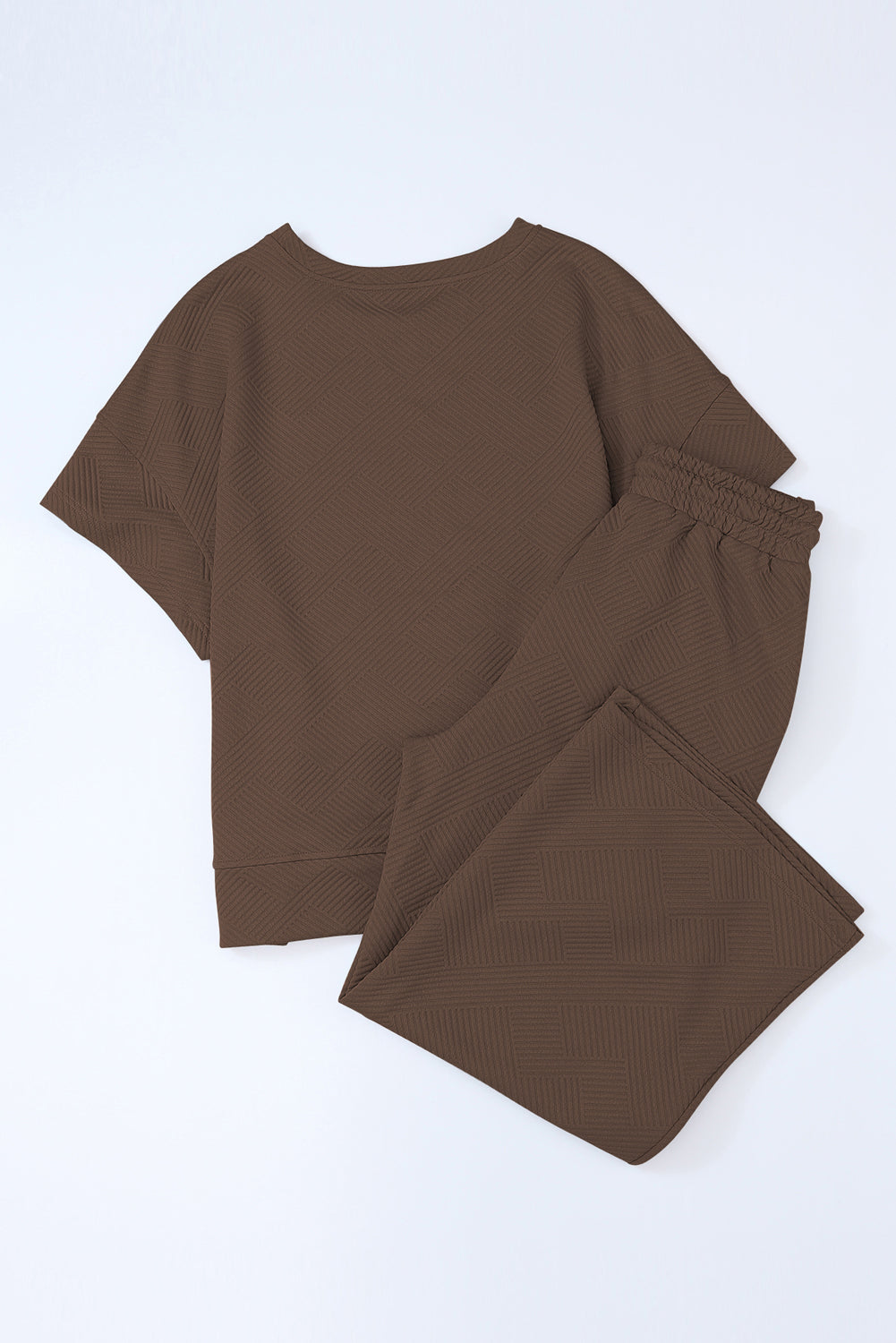 Textured Loose Fit Tee and Pants Set