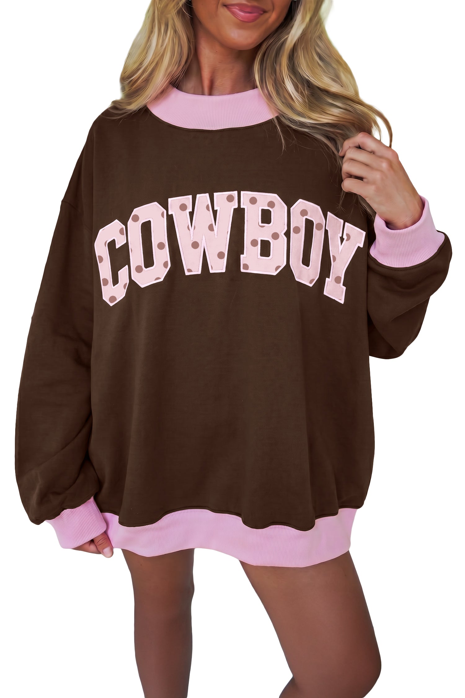 PRE-ORDER: Polka Dot Letter Colorblock Tunic Sweatshirt