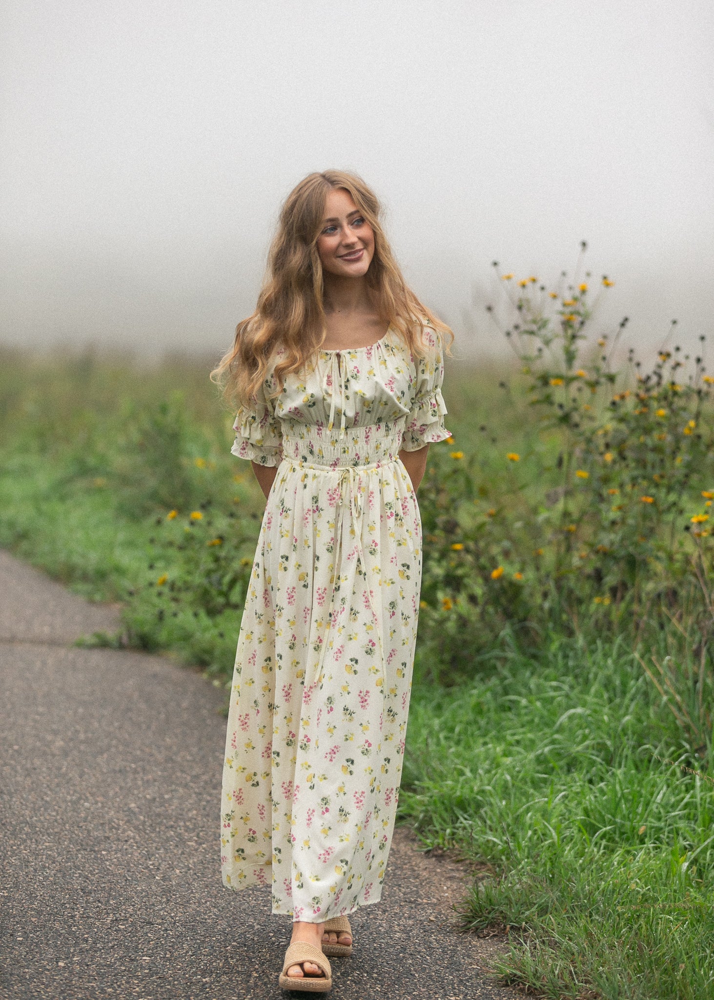 Celine Puff Sleeve Floral Maxi Dress