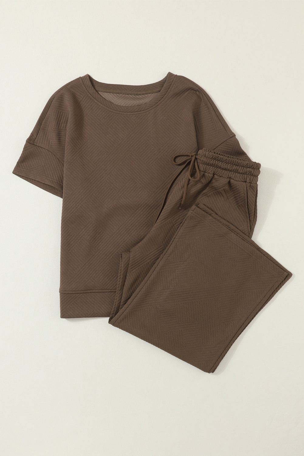 Textured Loose Fit Tee and Pants Set