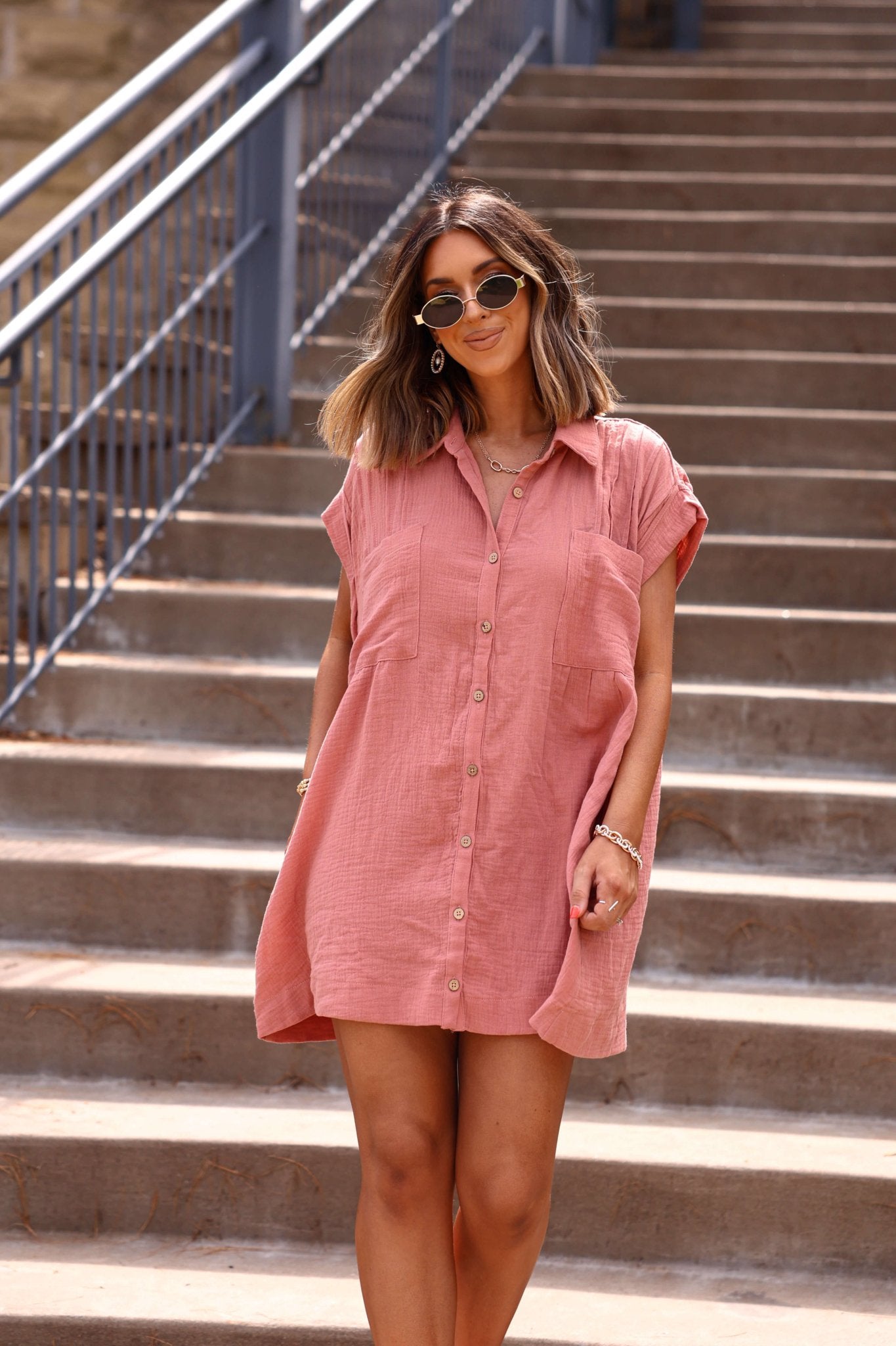 Clay Belle Button Down Tunic Mini Dress