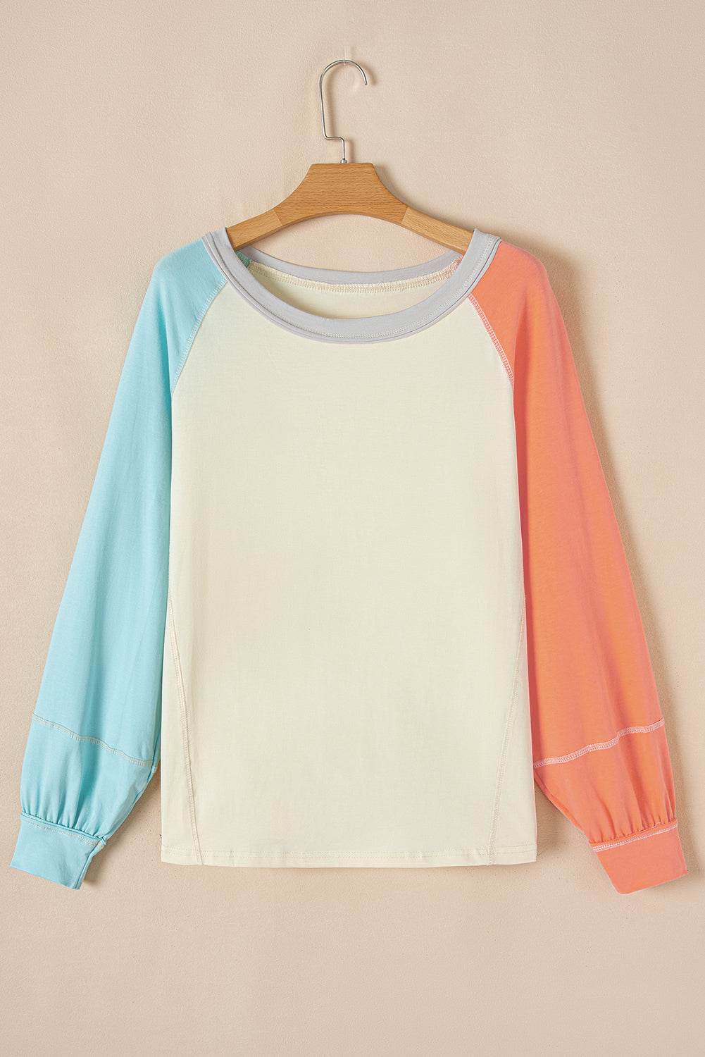 Colorblock Patchwork Crew Neck Long Sleeve Top