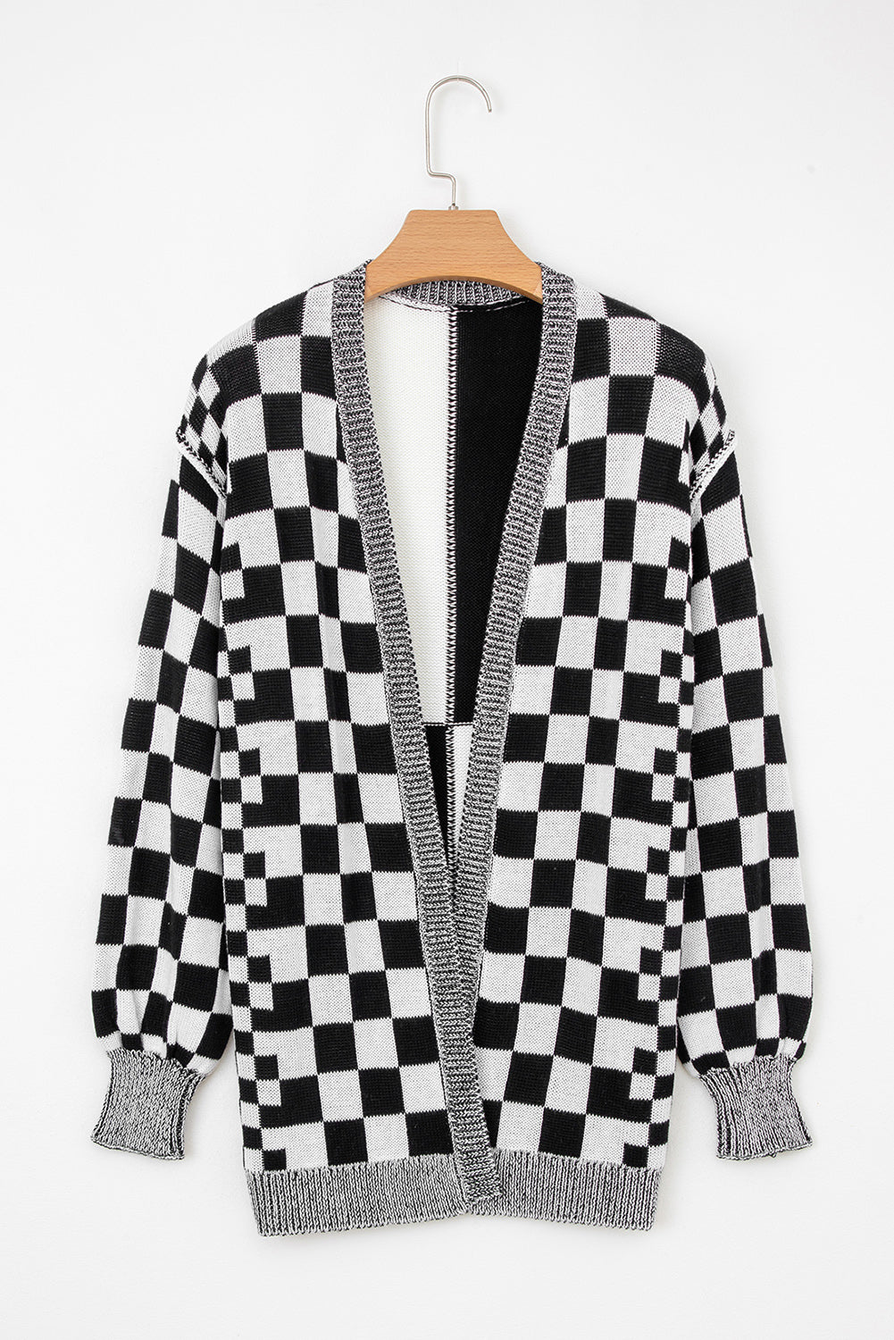 PRE-ORDER: Checkered Drop Shoulder Cardigan