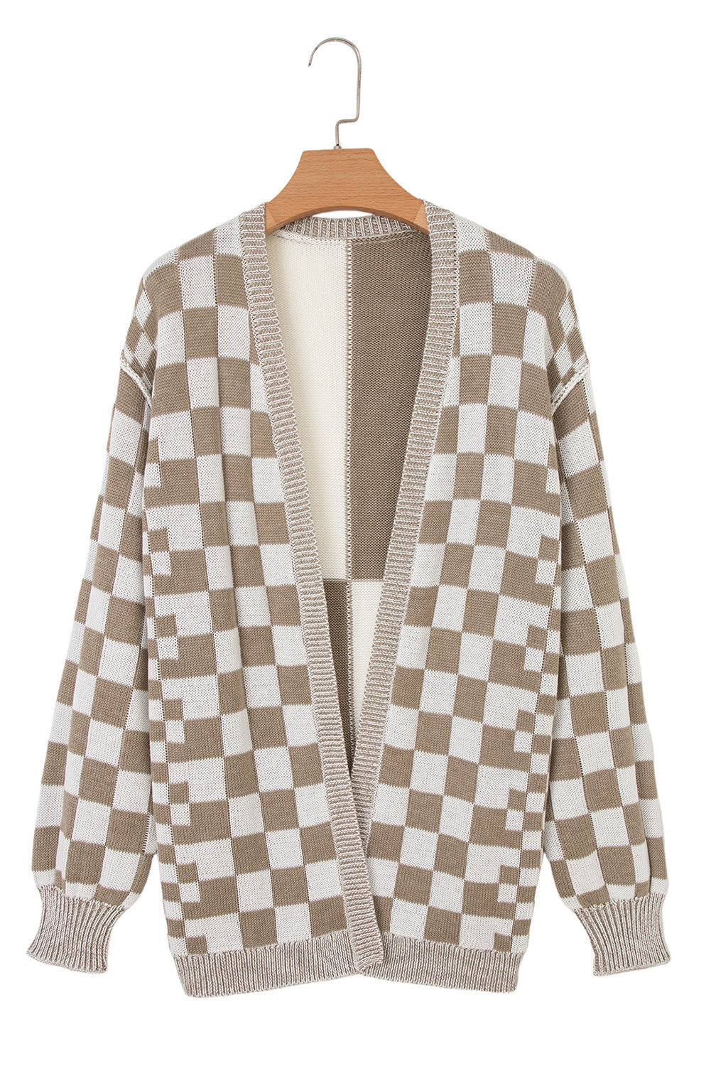 PRE-ORDER: Checkered Drop Shoulder Cardigan