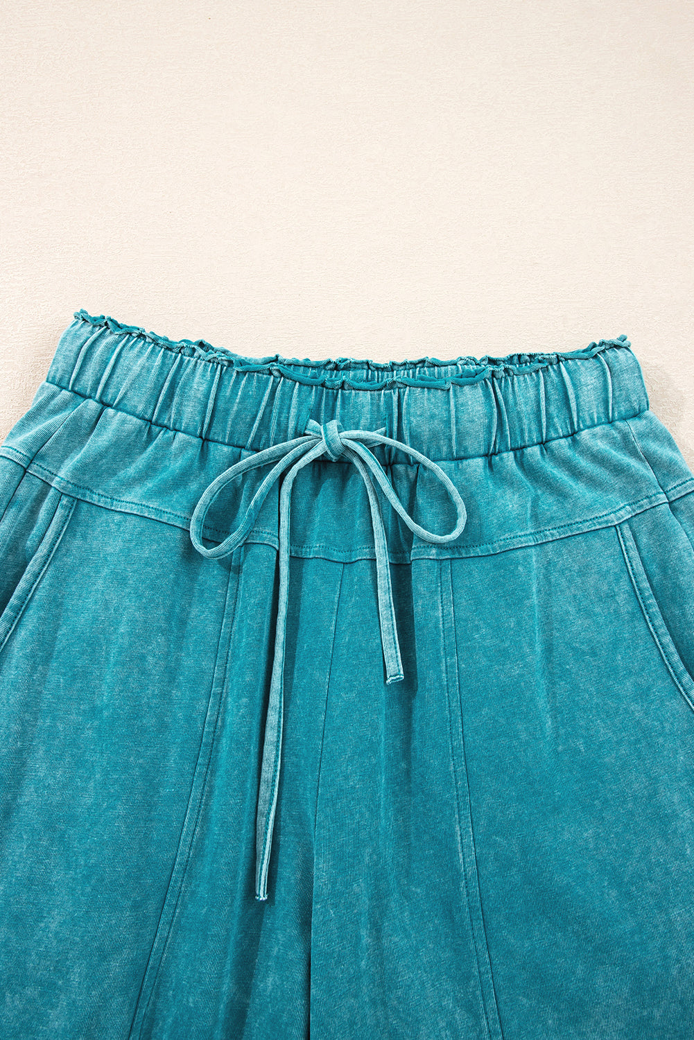 PRE-ORDER: Mineral Wash Knot High Waist Raw Hem Pants
