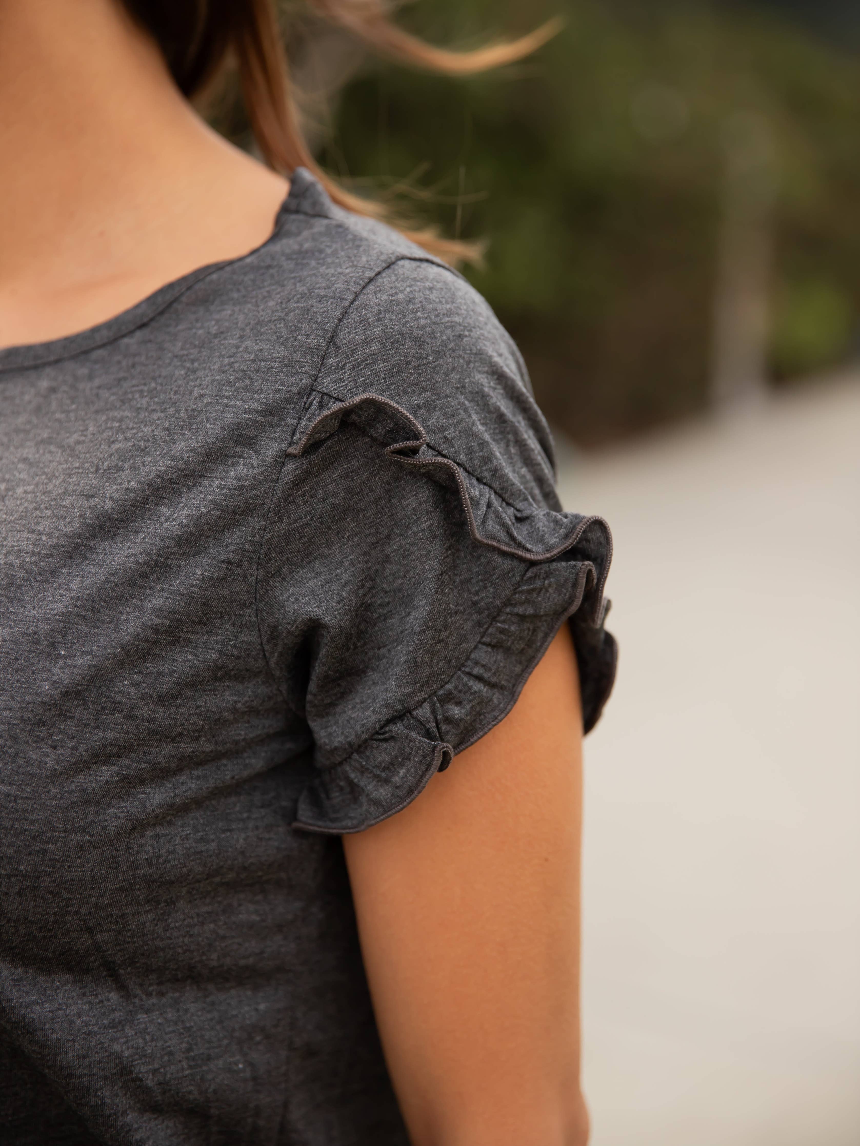 Tickled Teal - Ruffle Detail Short Sleeve Top