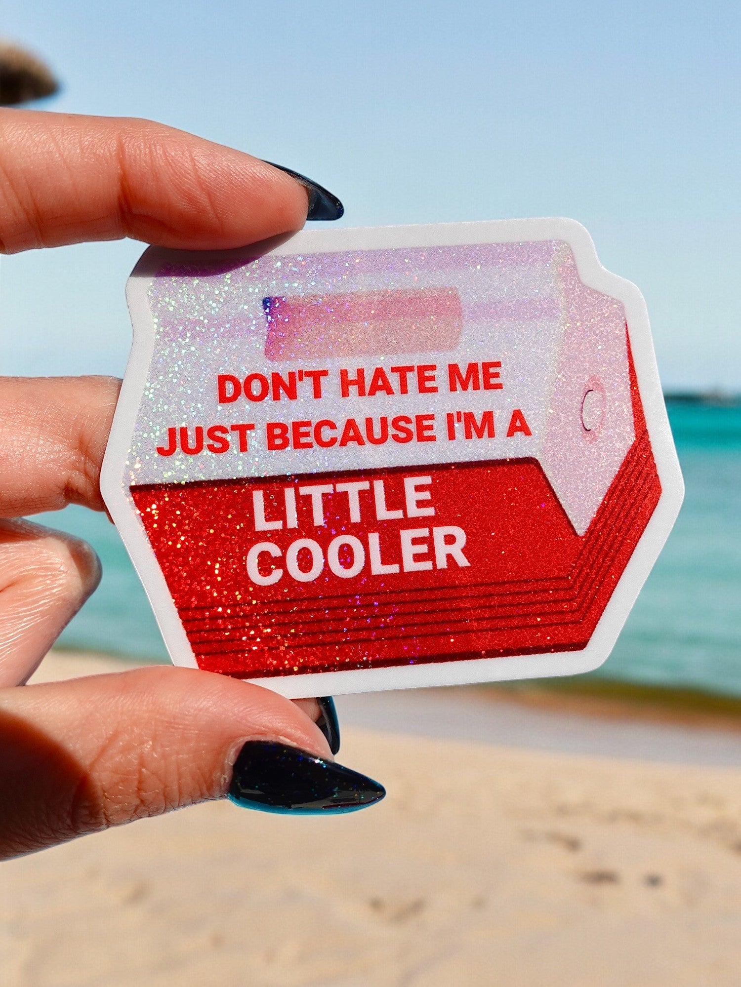 Little Cooler – Retro Red Holographic Waterproof Decal