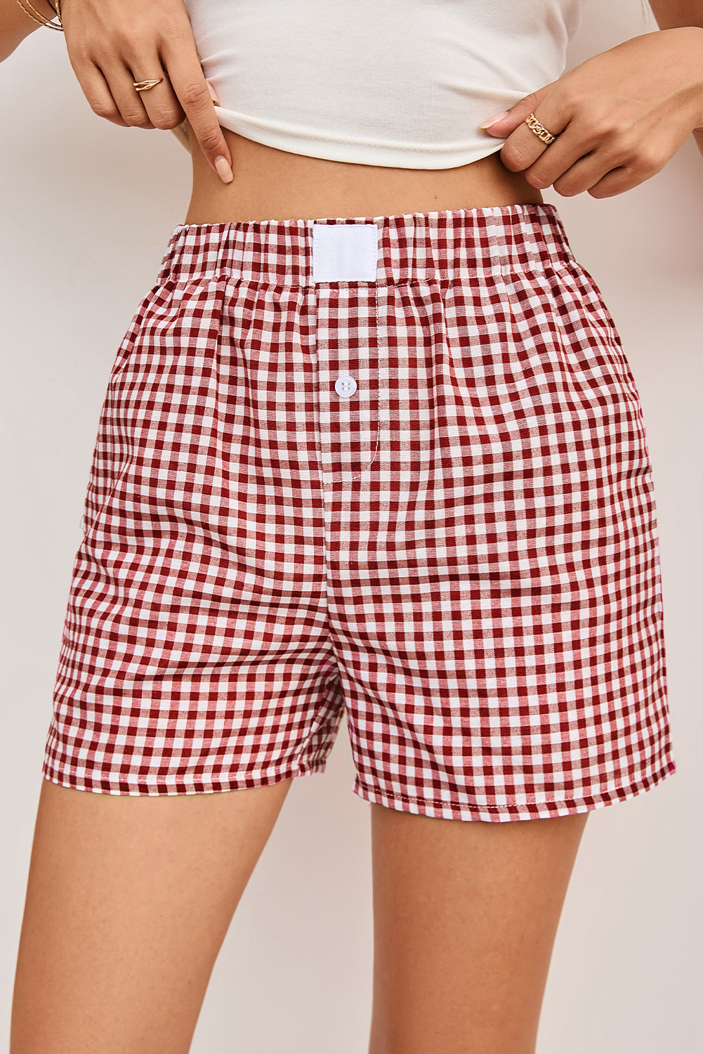 Vintage Plaid High Waisted Wide Leg Shorts