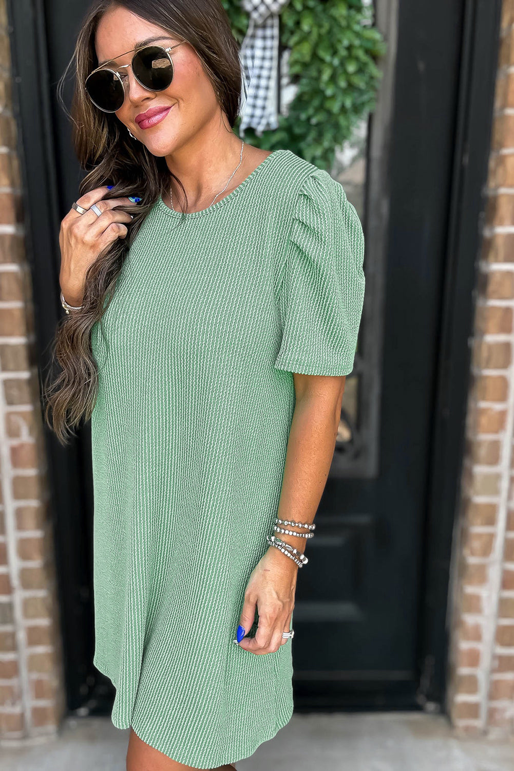 PRE-ORDER: Corded Puff Sleeve Mini Dress