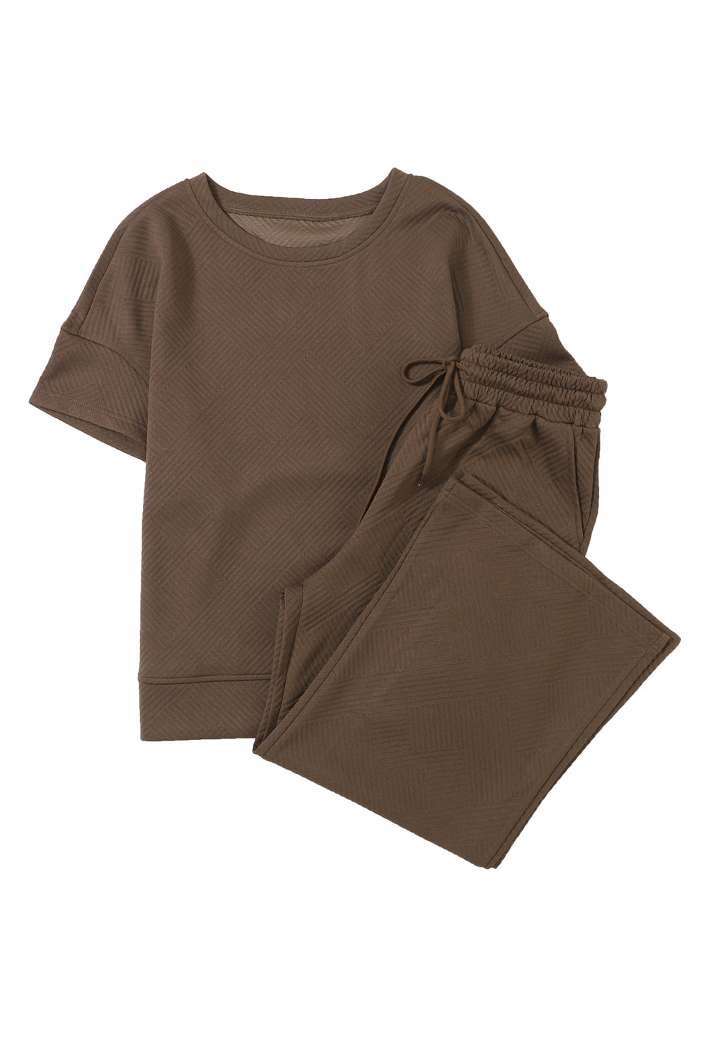 Textured Loose Fit Tee and Pants Set