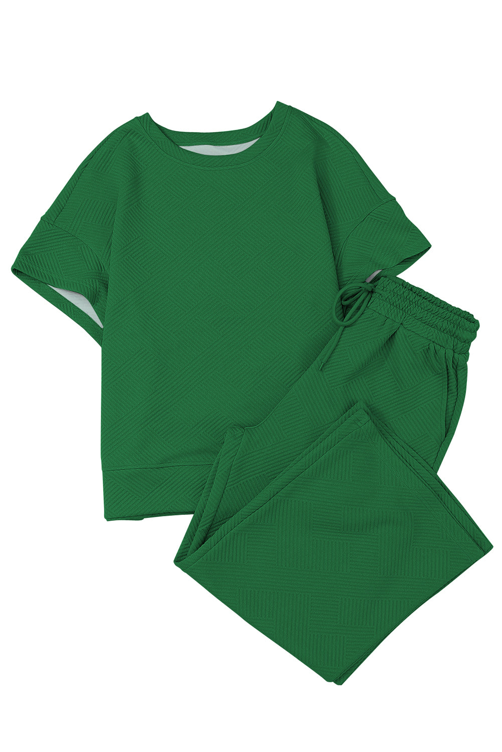Textured Loose Fit Tee and Pants Set