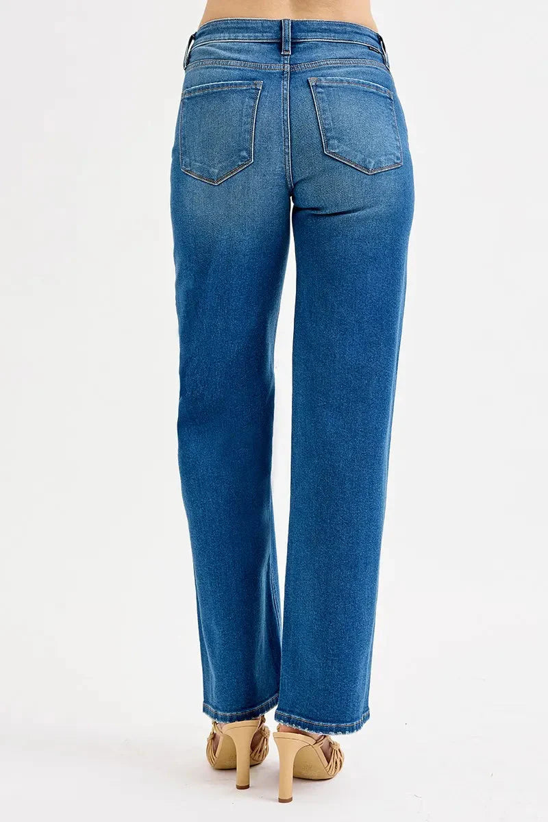Mid-Rise Distressed Boyfriend Jeans