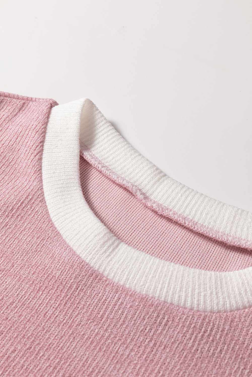 Contrast Color Trim Knit Drop Shoulder Loose Top