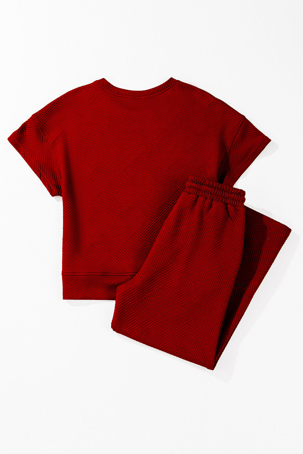 Textured Loose Fit Tee and Pants Set