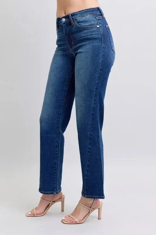 Side Seam Detail Straight Leg Jeans