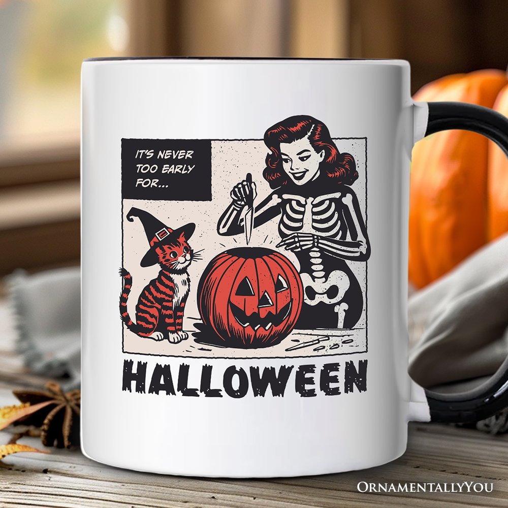 Itβs Never Too Early for Halloween Personalized Mug, Funny Retro Gift with Custom Name