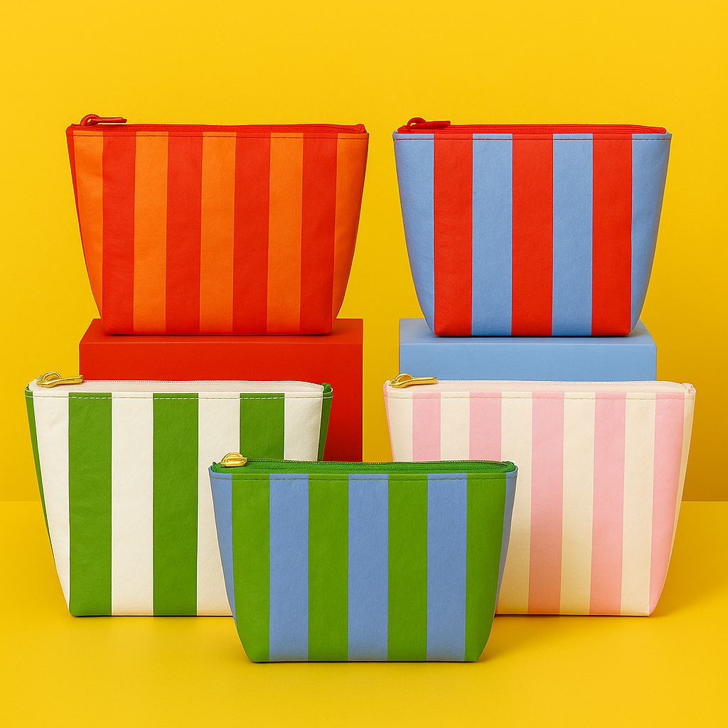 Preppy Stripe Pouch - white & green