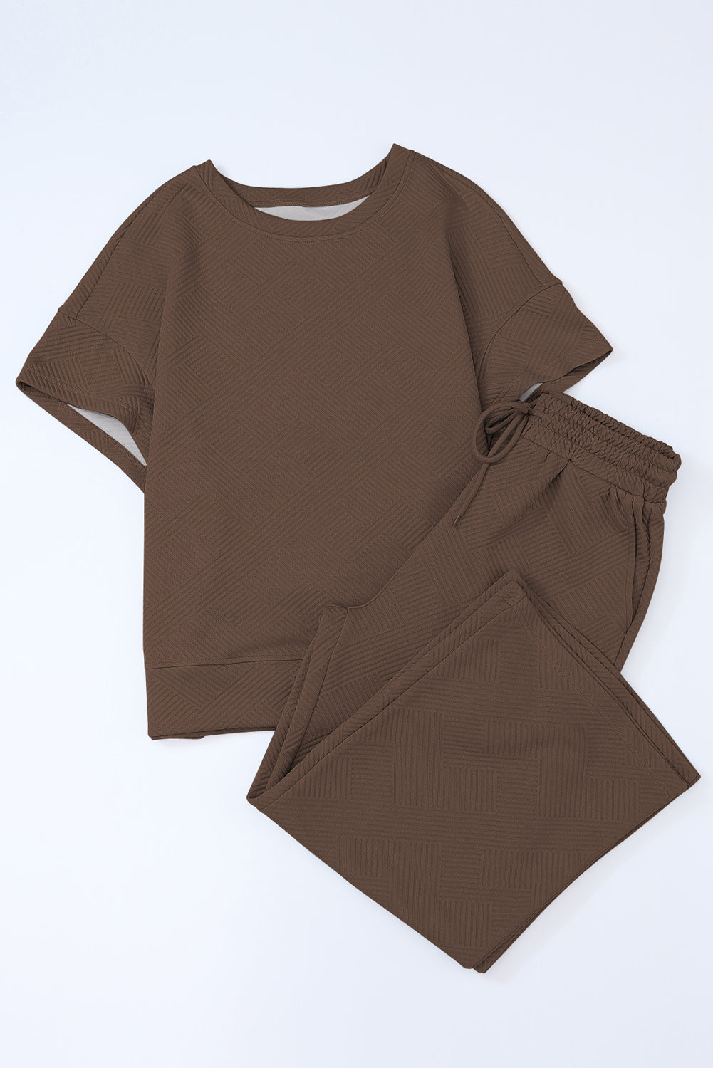 Textured Loose Fit Tee and Pants Set
