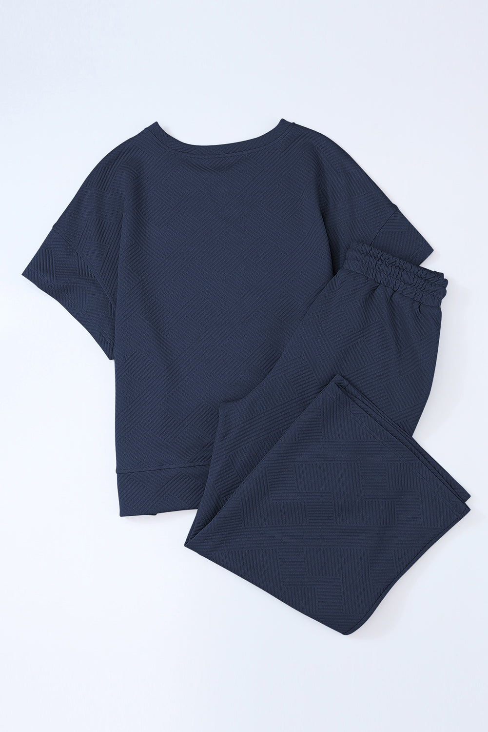 Textured Loose Fit Tee and Pants Set