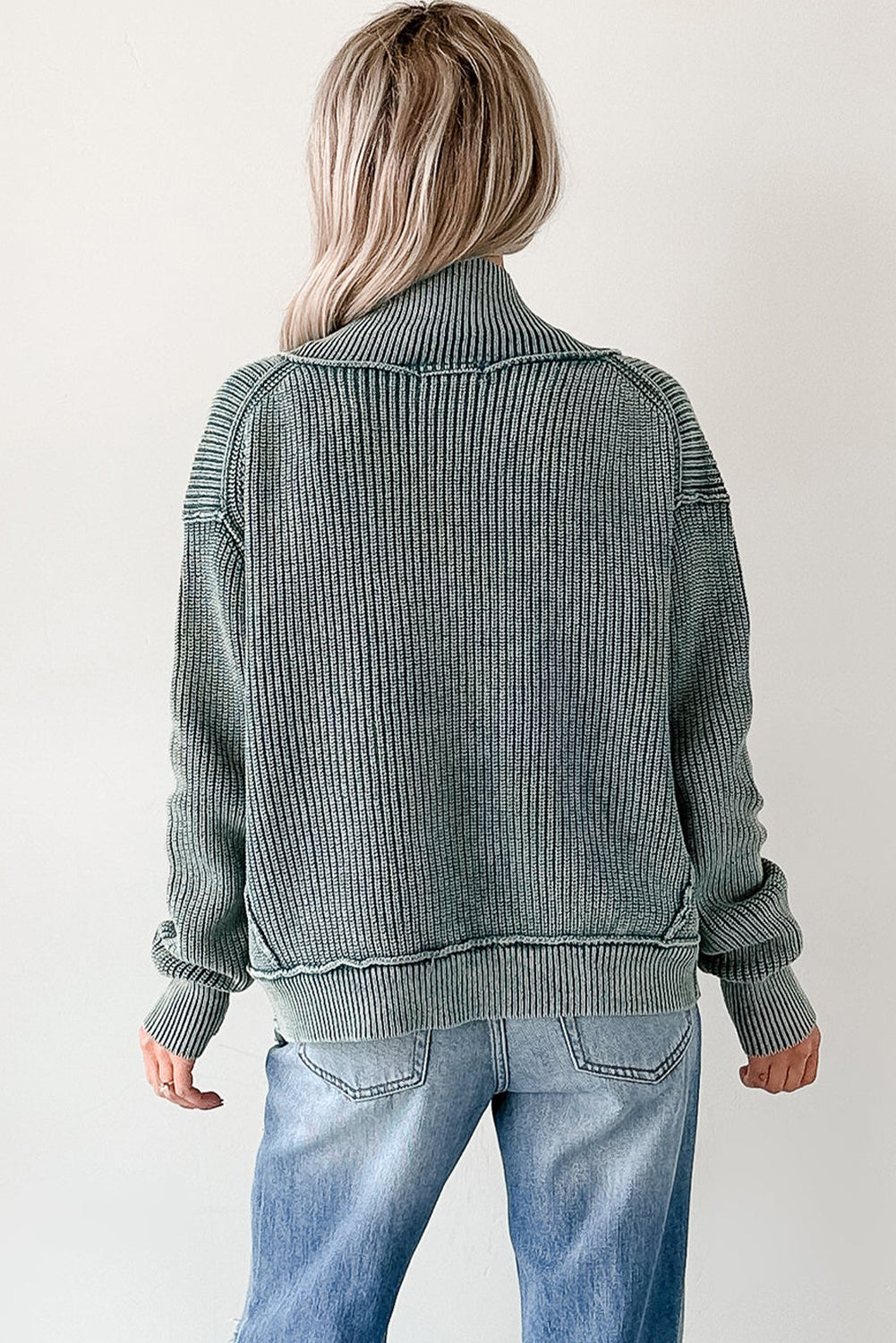PRE-ORDER: Mineral Wash Exposed Seam Patchwork Knit Cardigan
