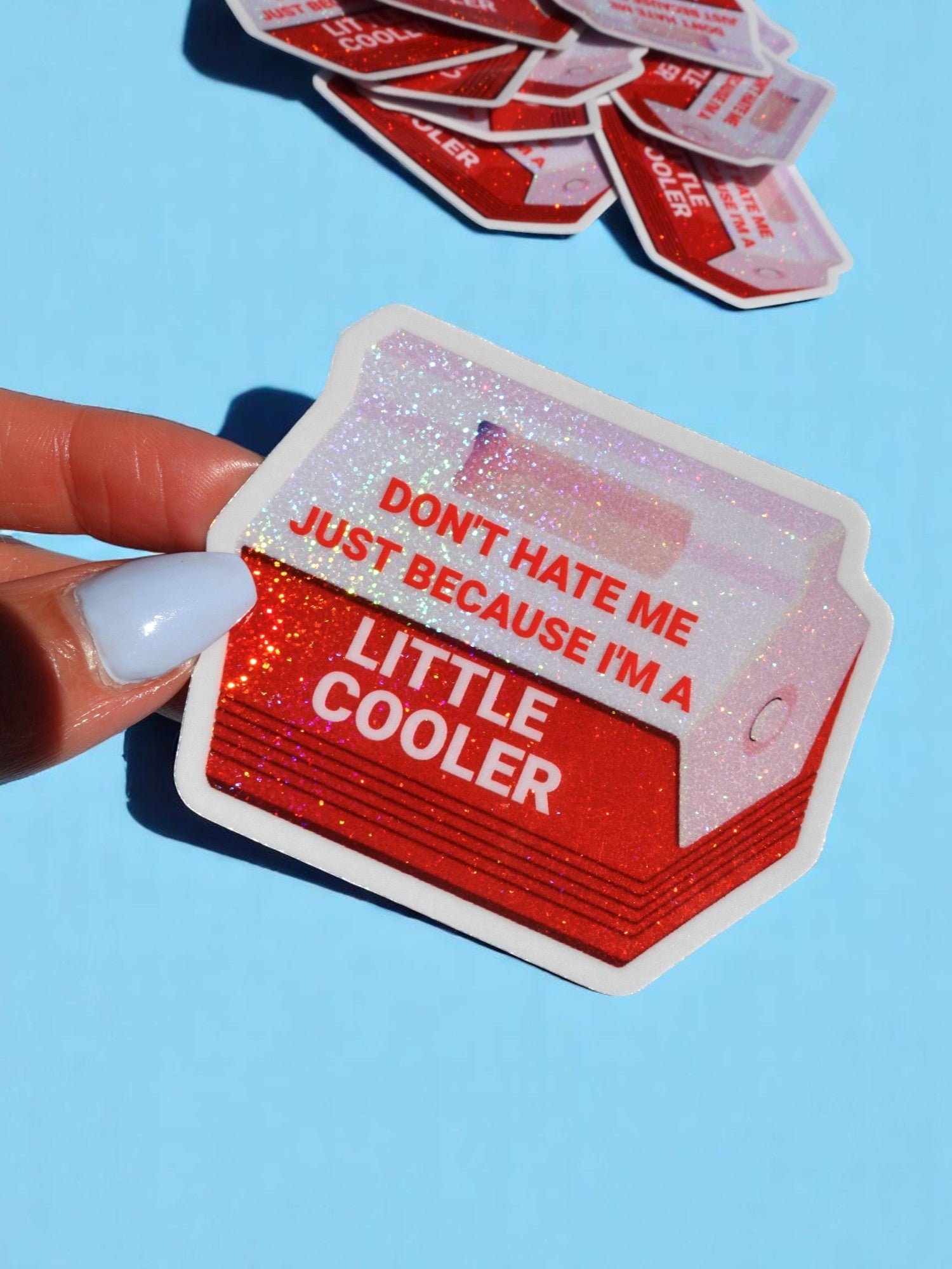 Little Cooler – Retro Red Holographic Waterproof Decal