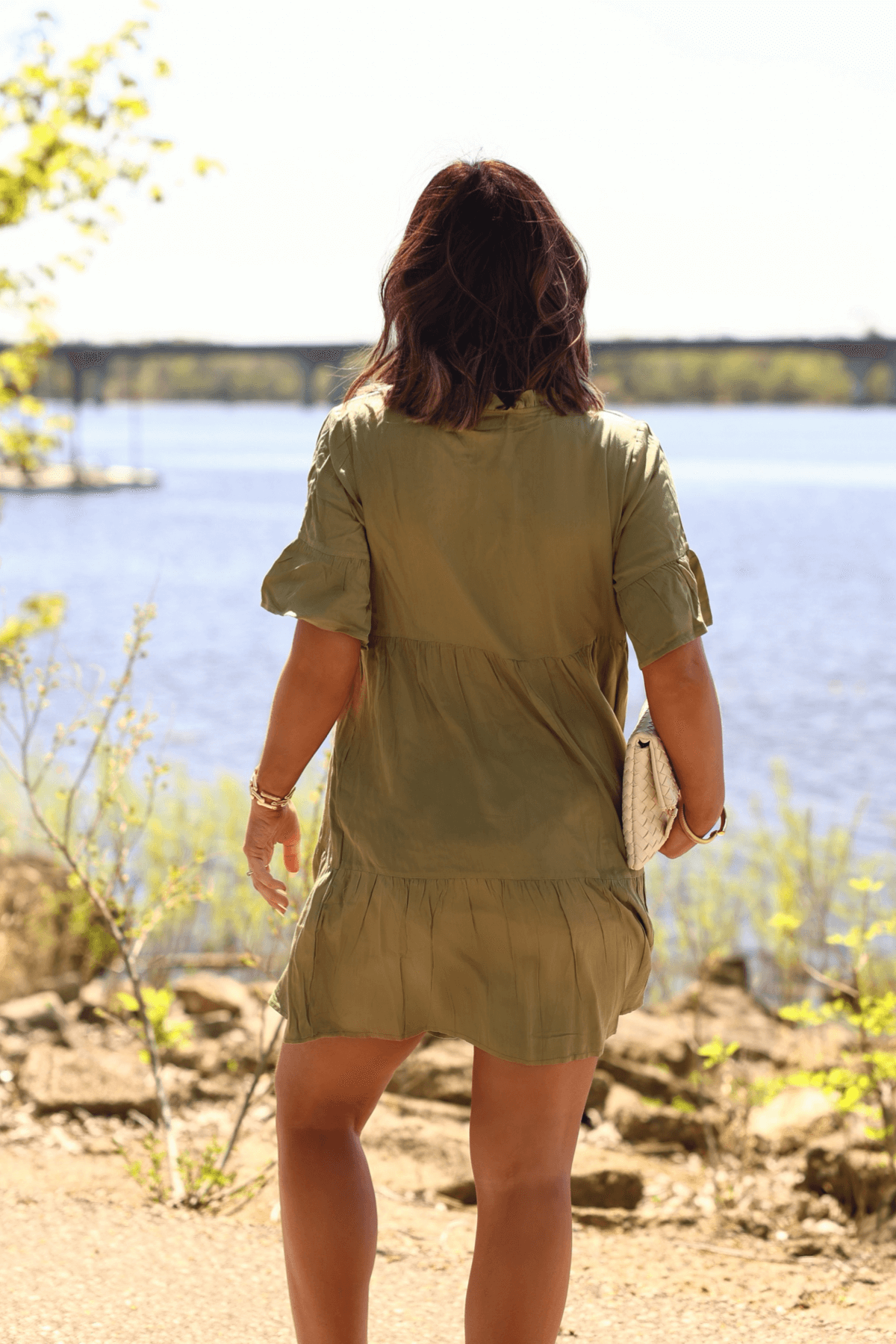 Jessica Green Tiered Mini Dress
