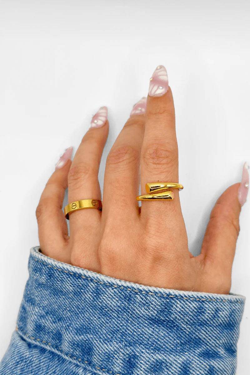 Adjustable Gold Crossover Ring
