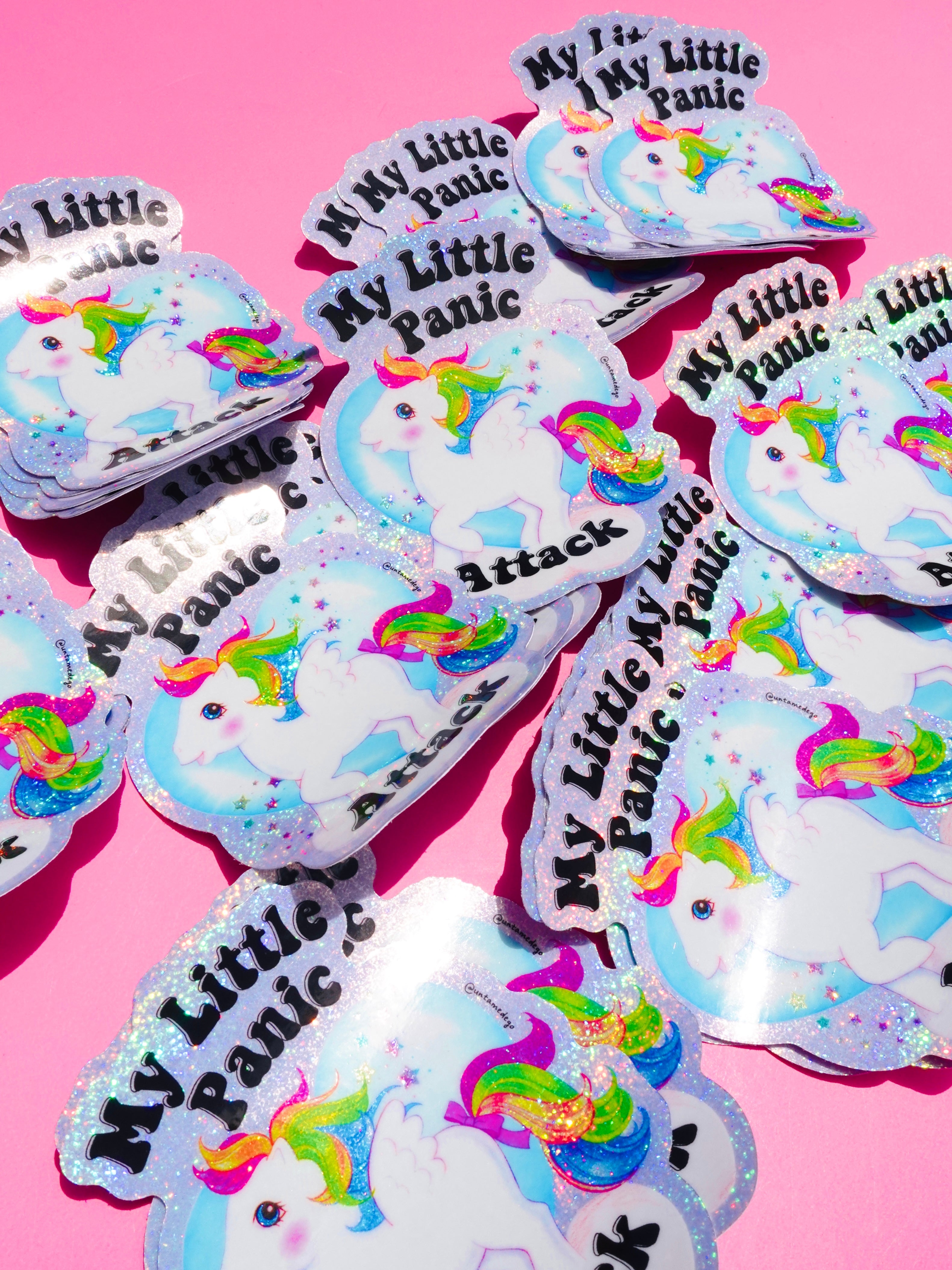 Funny Vinyl Sticker – My Little Panic Attack – Holographic Unicorn Waterproof Decal Sticker