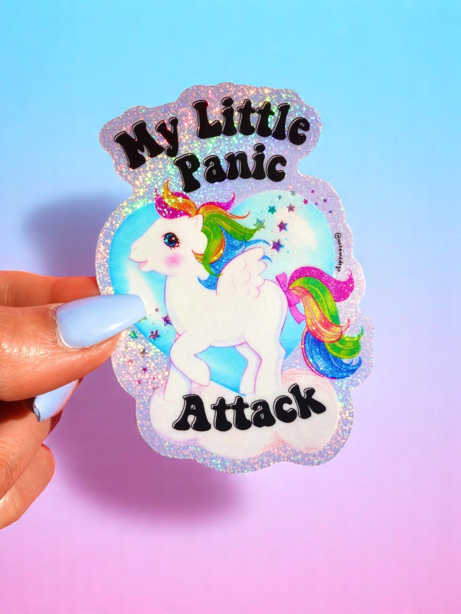 Funny Vinyl Sticker – My Little Panic Attack – Holographic Unicorn Waterproof Decal Sticker