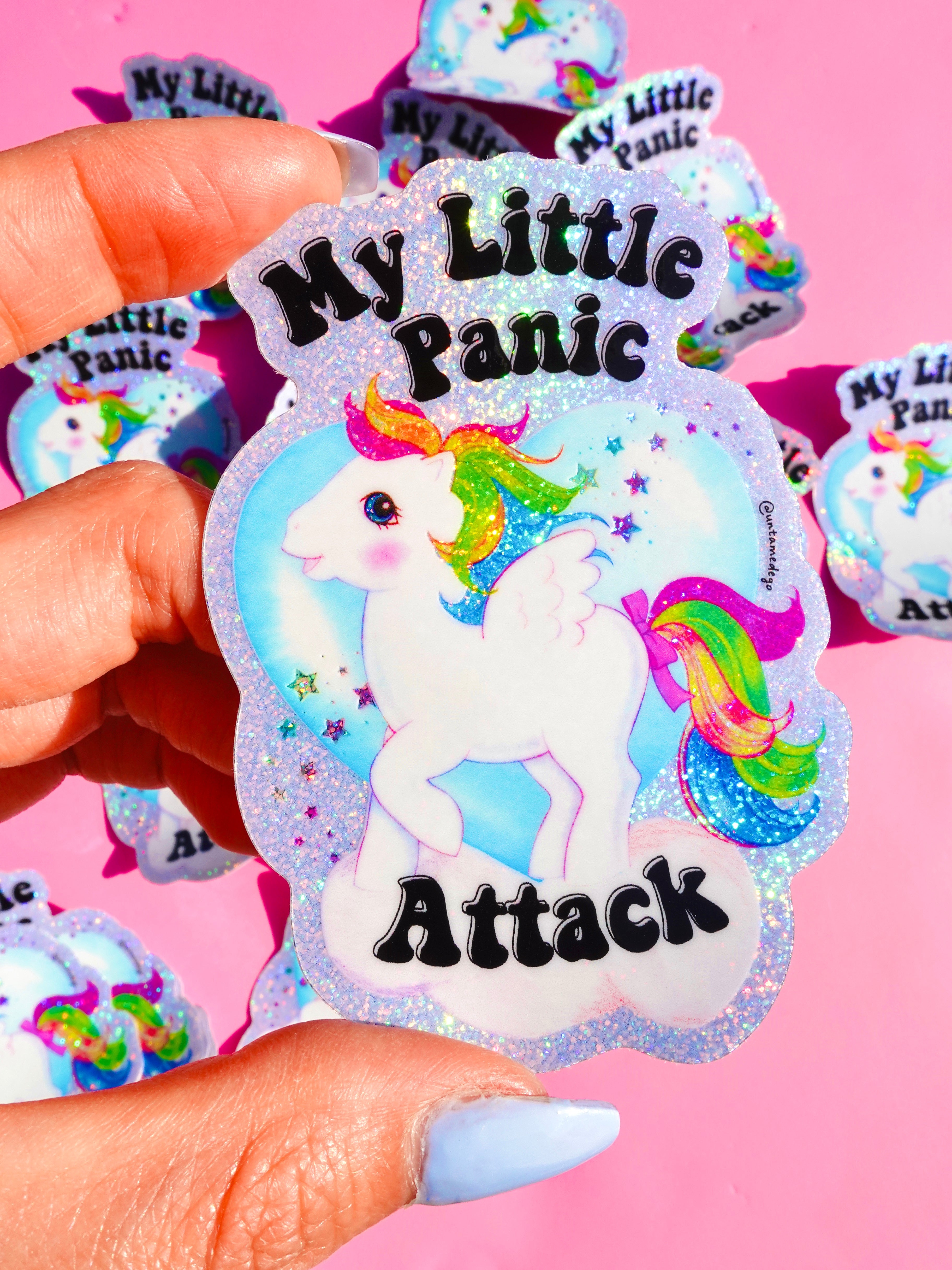Funny Vinyl Sticker – My Little Panic Attack – Holographic Unicorn Waterproof Decal Sticker