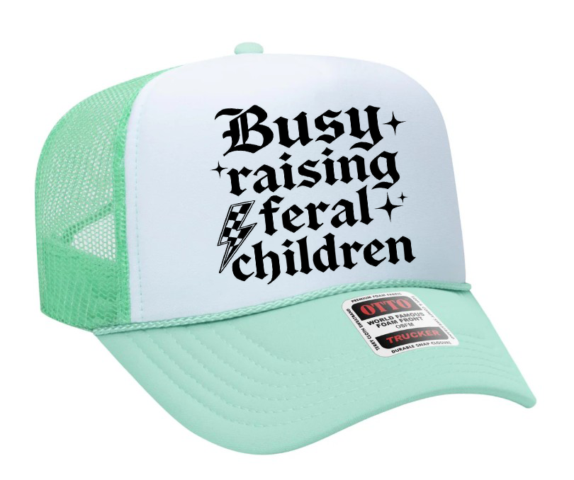 Busy Raising Feral Children Adult Otto Foam Trucker Hat