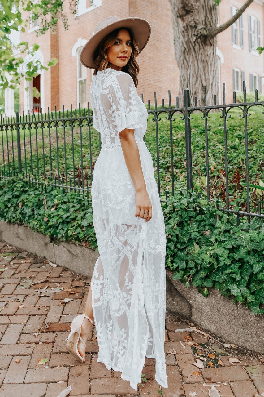 Reign White Lace Romper Maxi - FINAL SALE