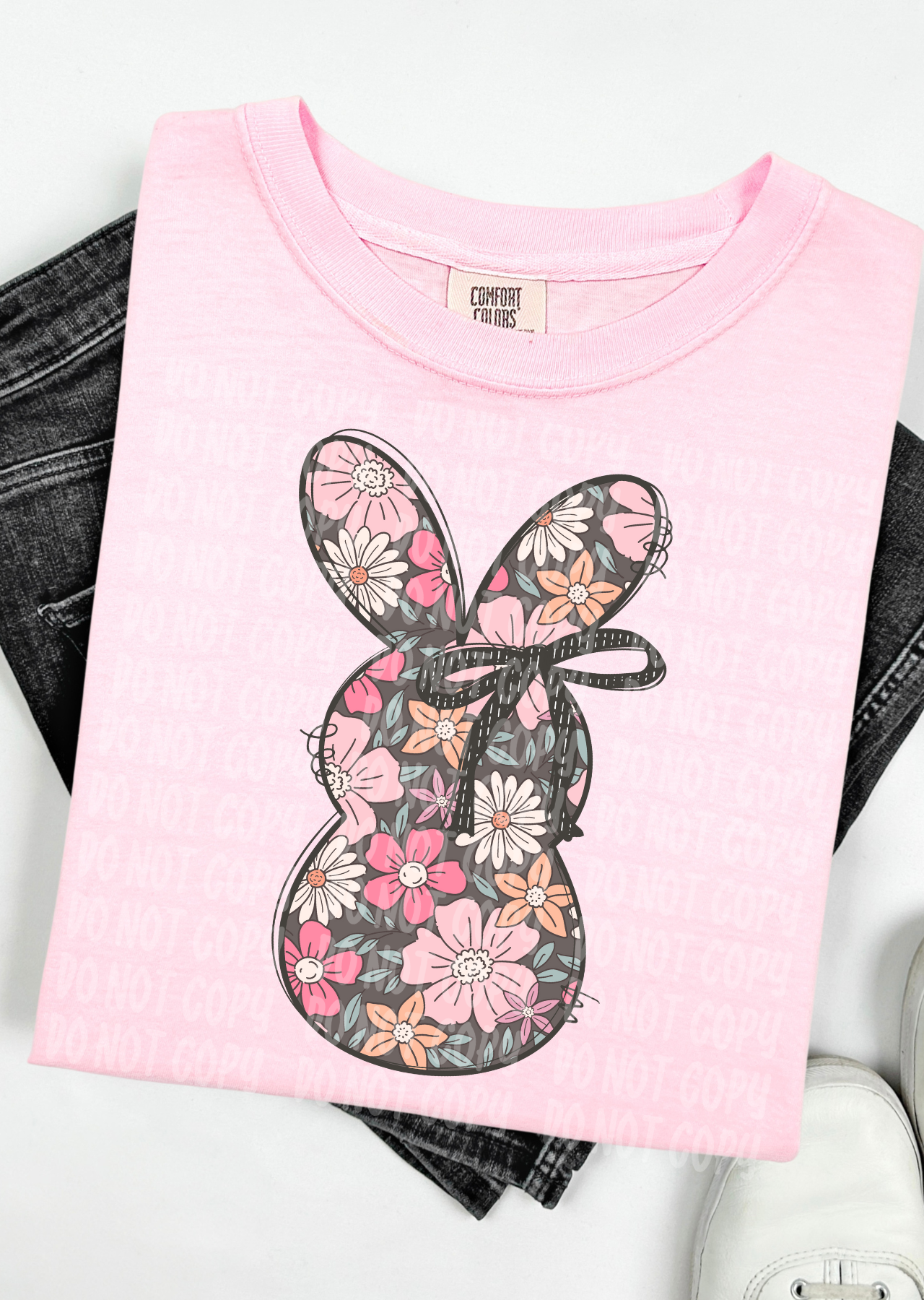 Boho Floral Bunny Comfort Colors T-Shirt