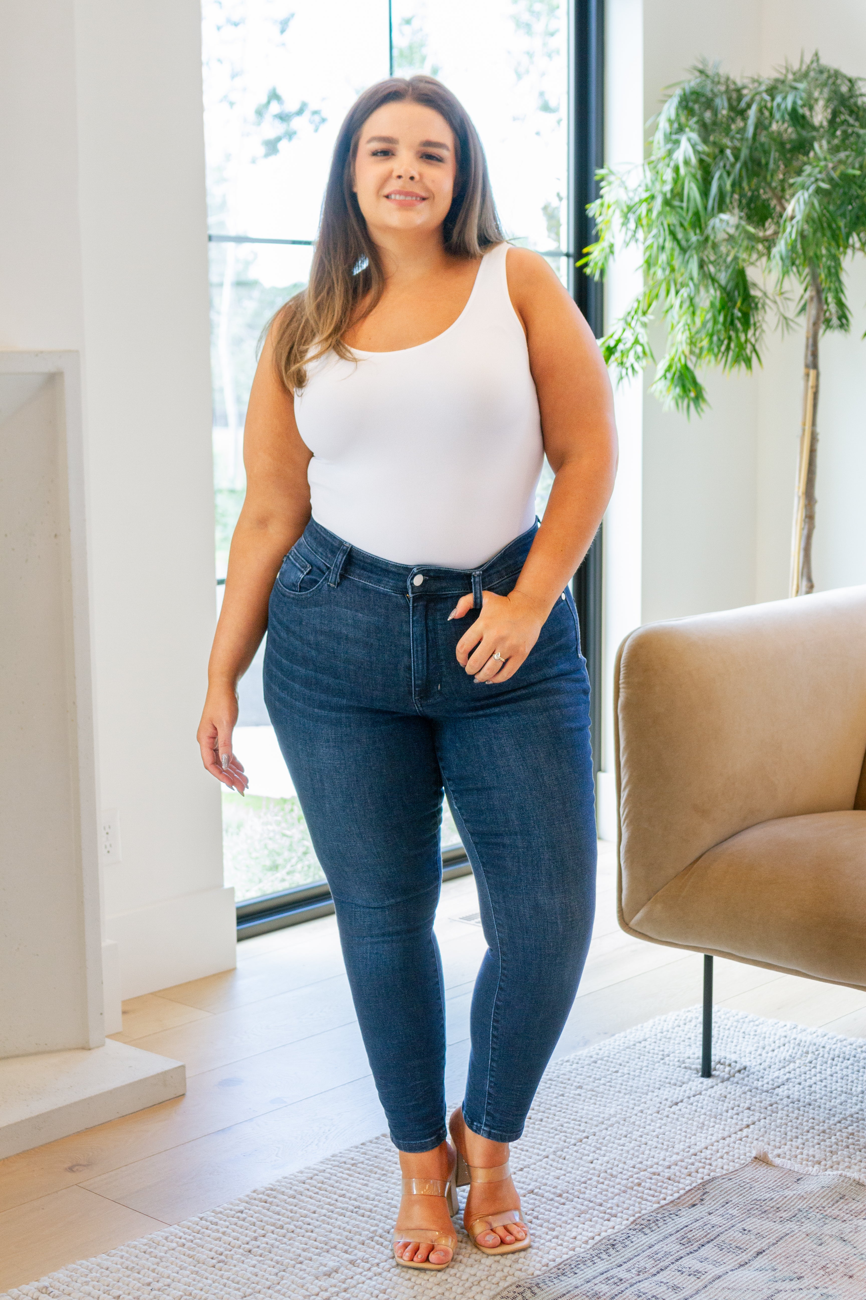 Mid Rise Crinkle Ankle Skinny Jeans