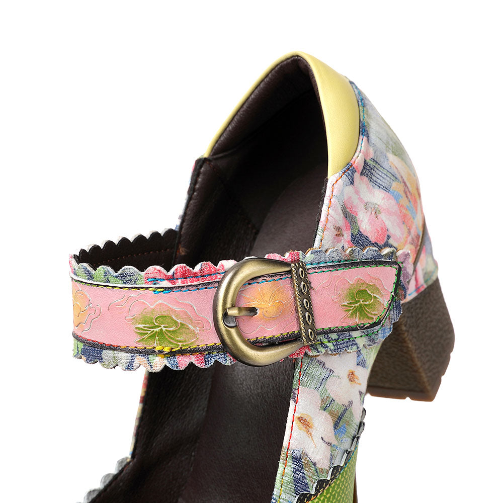 Round Toe Elegant Cowhide Loafer Green Pumps