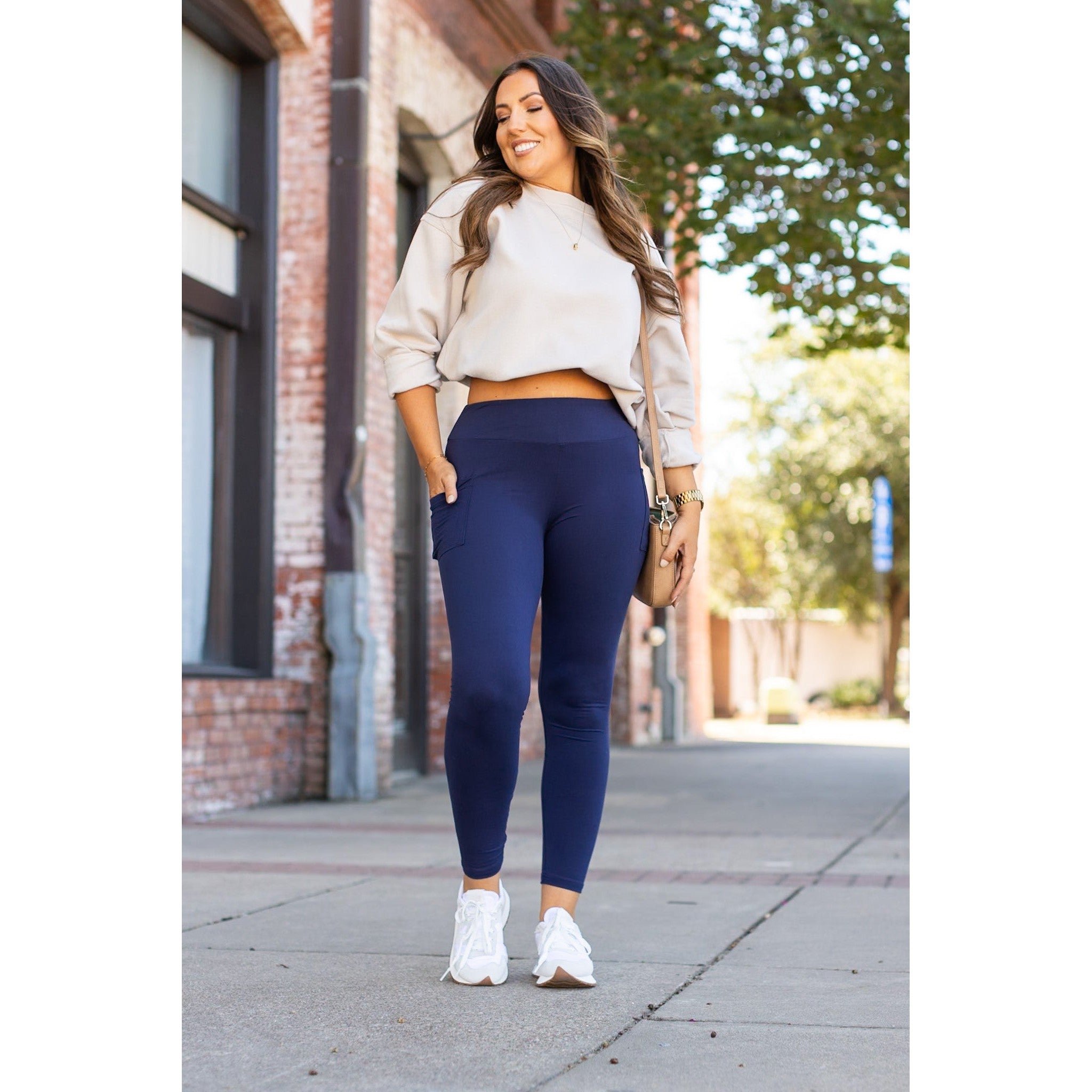 Navy Full-Length with Pocket Leggings - Luxe Leggings