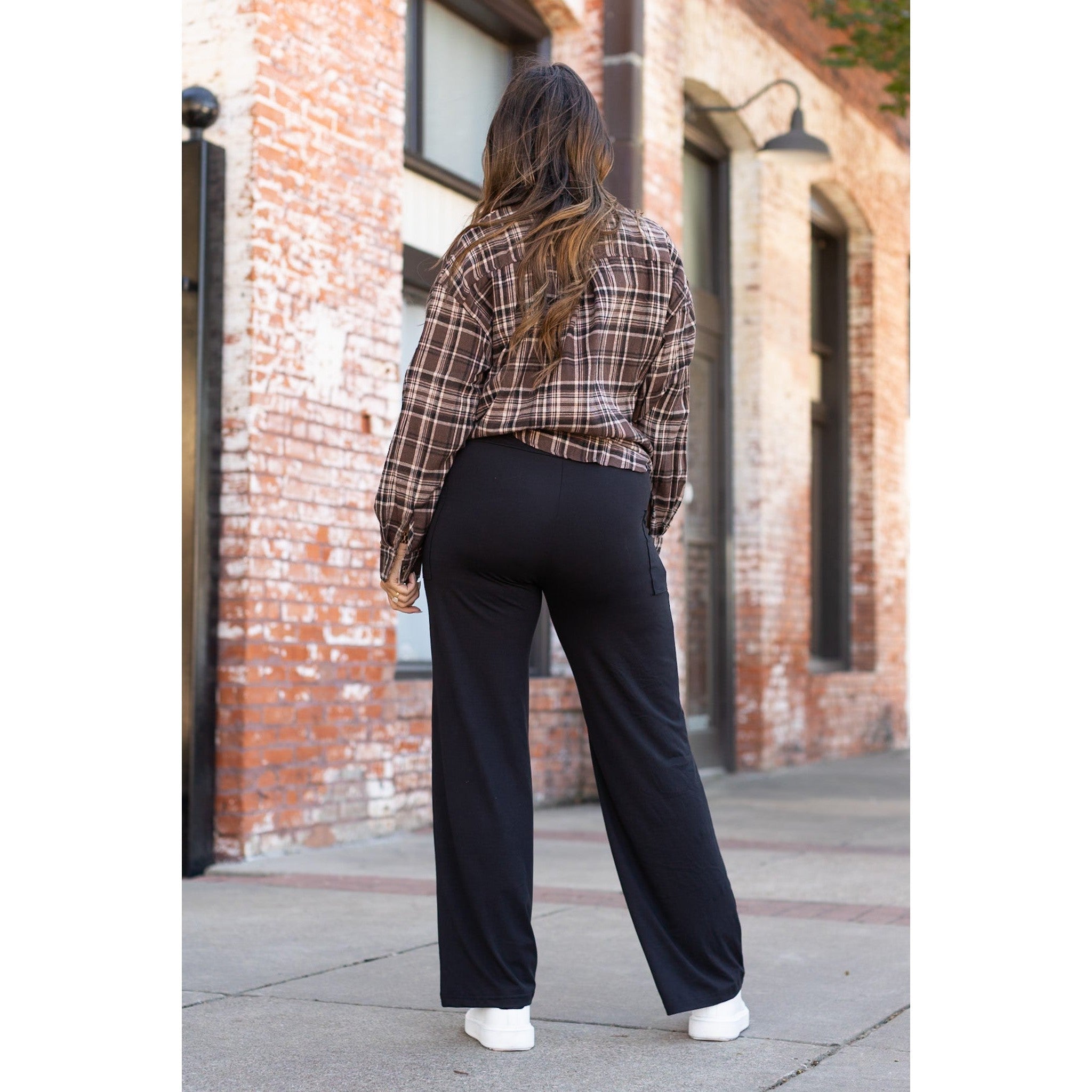 The Brooke - Black Wide Leg Full-Length with Pockets - Luxe Leggings by Julia Rose®