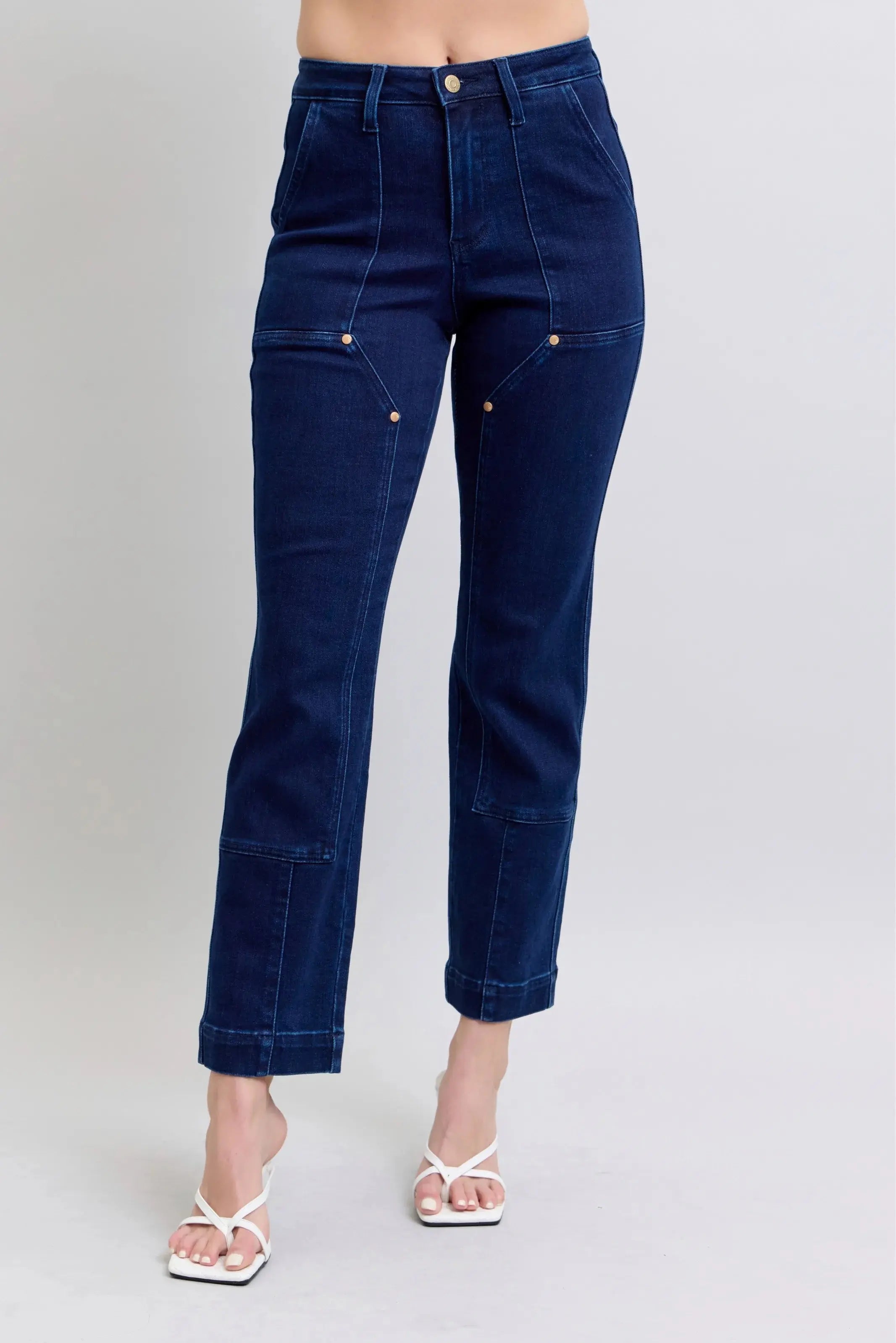 High Waist Workwear Patch Pocket Straight Leg