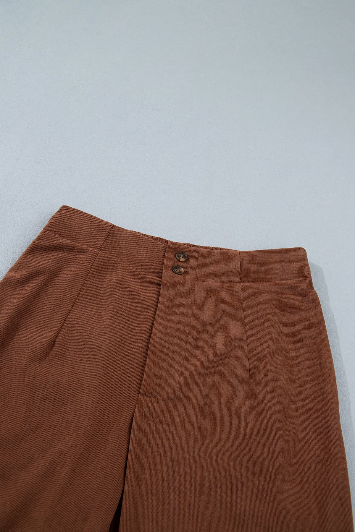 PRE-ORDER: Coffee Elastic Waist Straight Leg Ankle Length Corduroy Pants
