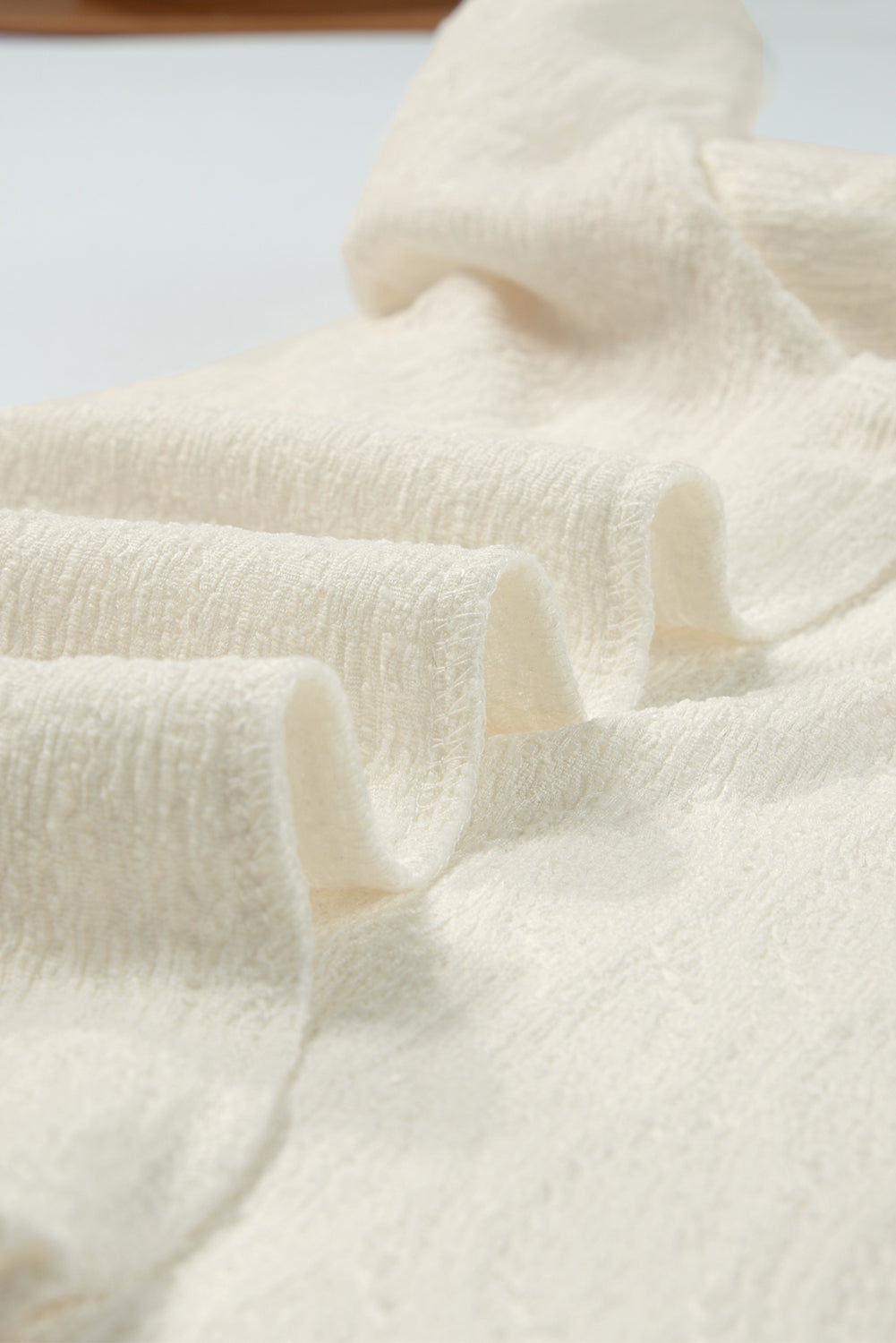 PRE-ORDER: Solid Color Textured Notched Neck Puff Sleeve Blouse