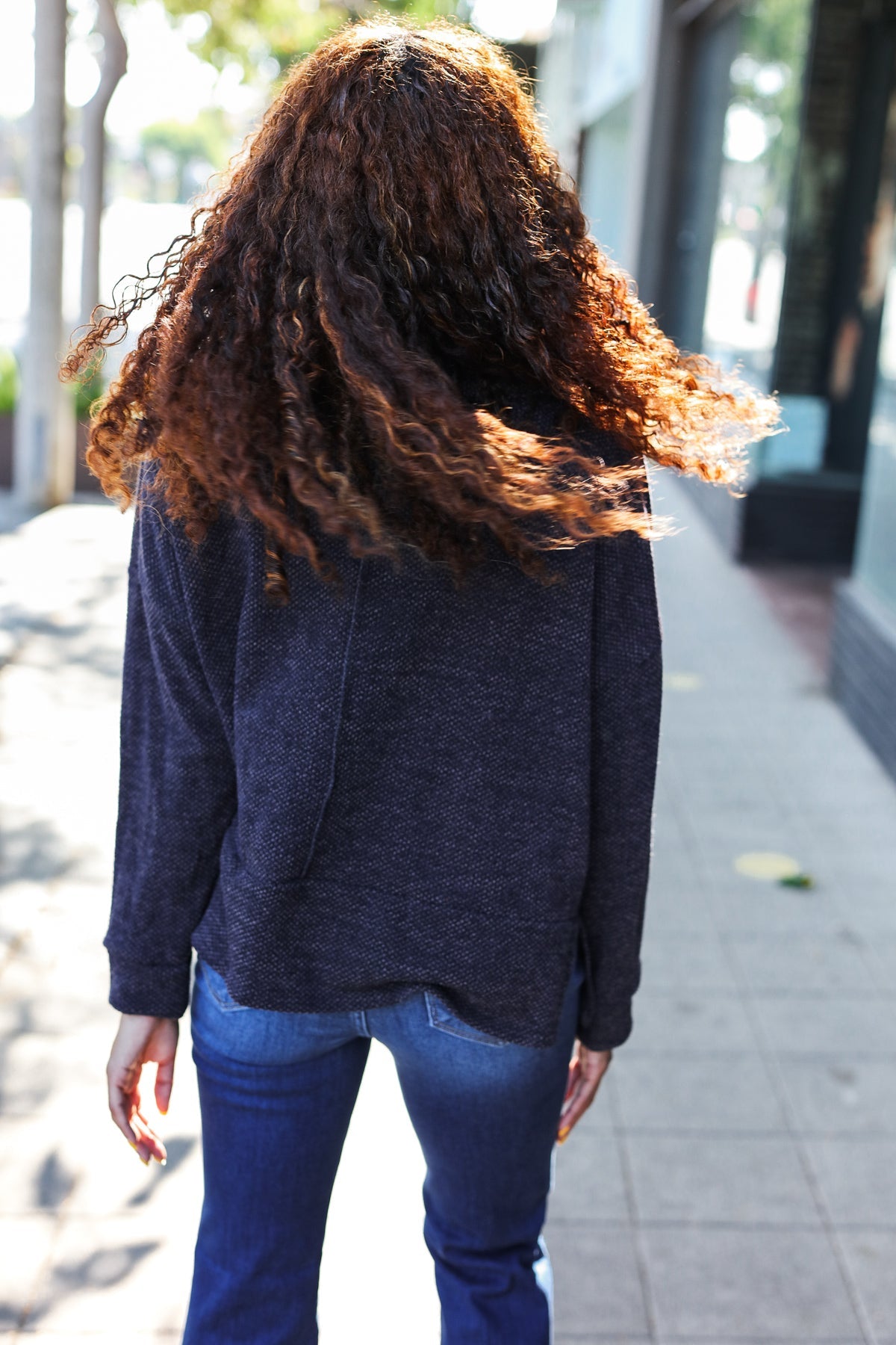 Easy Living Charcoal Textured Knit Sweater