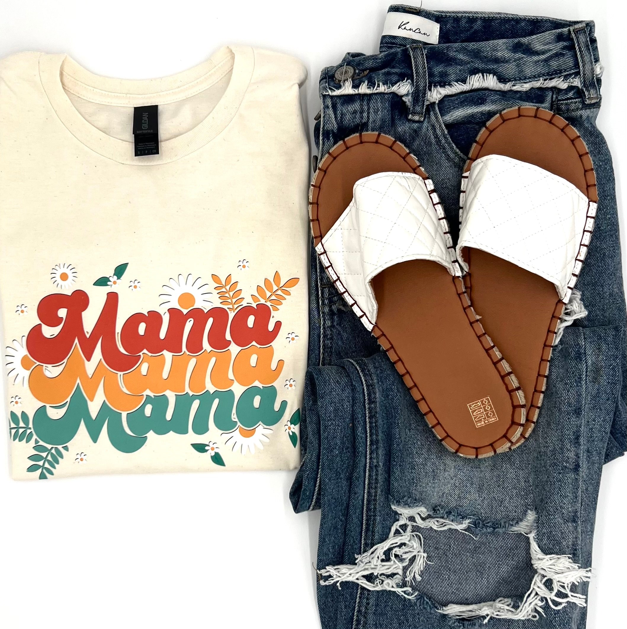 Mama Floral Speckled tee