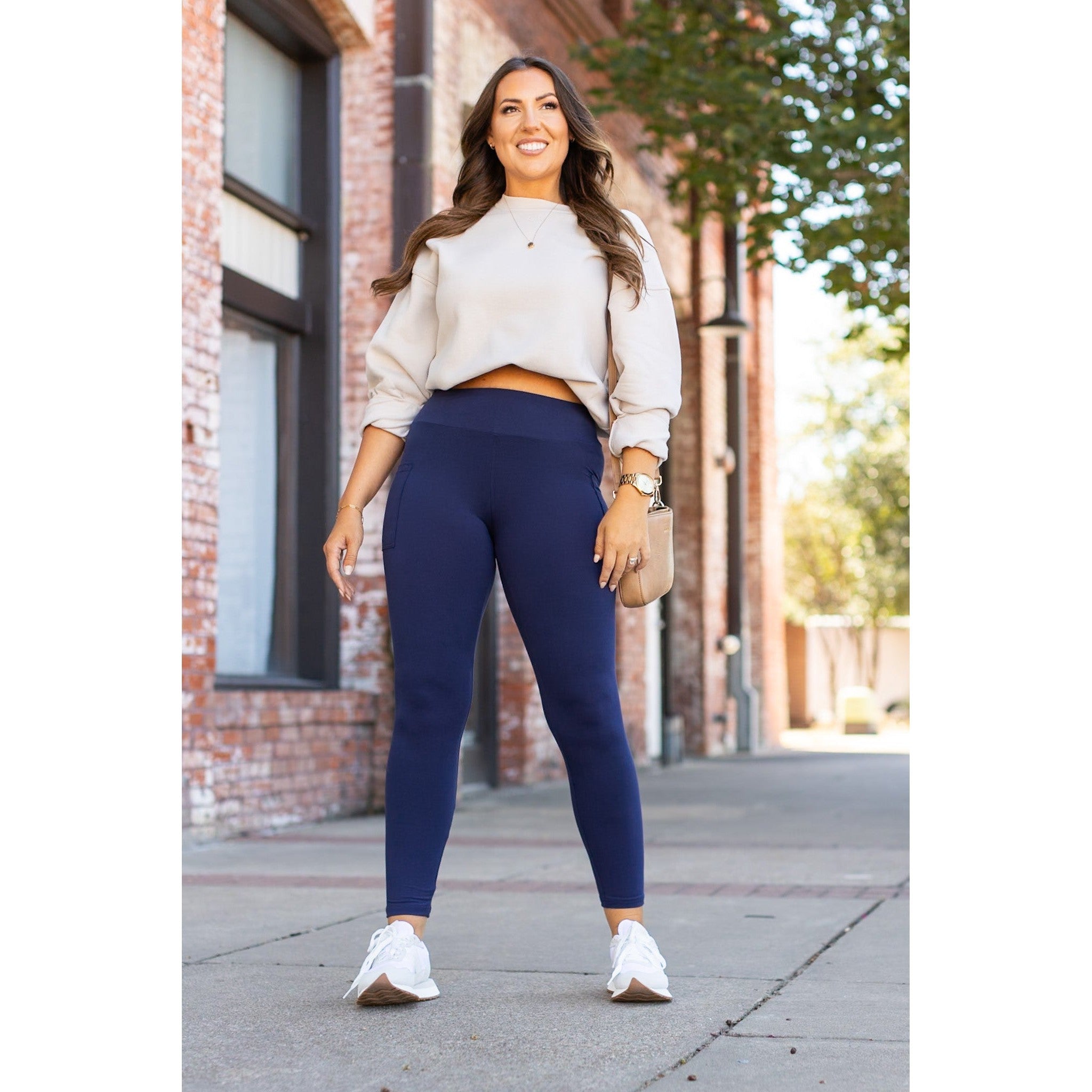 Navy Full-Length with Pocket Leggings - Luxe Leggings