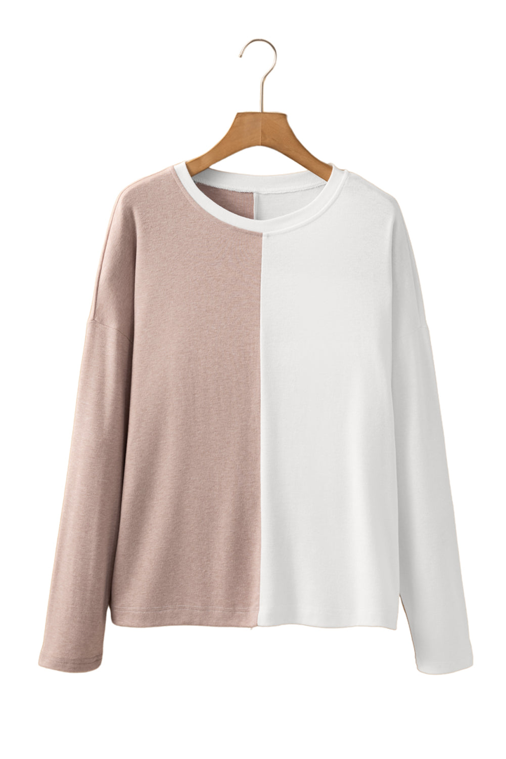 PRE-ORDER: Khaki Colorblock Long Sleeve Crew Neck Top