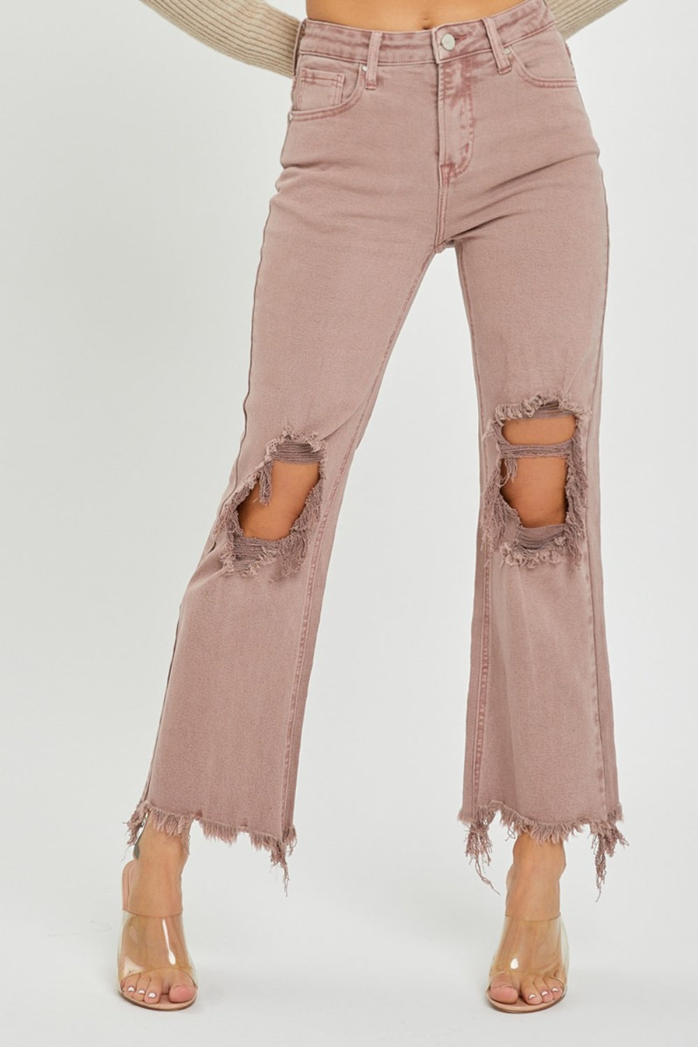 Distressed Ankle Bootcut Jeans